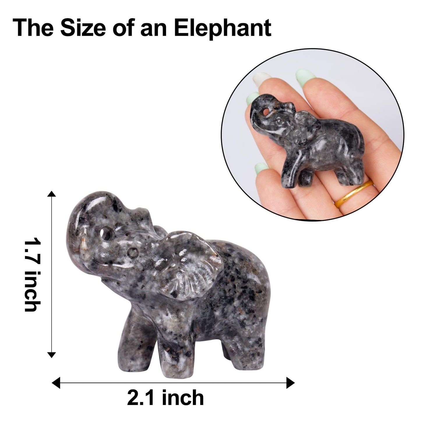 Hguxmcu 2 Inch Yooperlite Crystal Elephant Sculpture Handcrafted Healing Stone Animal Figurine Spiritual Home Decor Lucky Charm Gift for Wealth Success Positive Energy and Meditation Lovers
