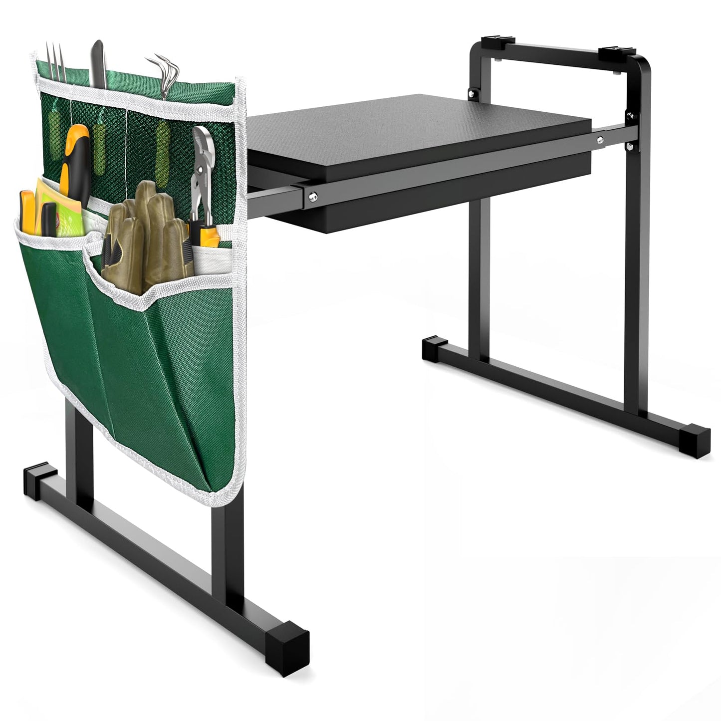 Garden Kneelers Seat, Stable and Save Anti-Tipping Design 10.2" Wider Garden Kneeler and Seat with Handle, Heavy Duty Gardening Stool for Seniors, Gardening Weeding Bench for Gardeners Parents - Black