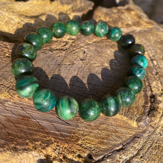 10mm Emerald Bracelet | Natural Green Heart Chakra Crystal Beads - Handmade Gemstone Meditation Bracelet for Abundance & Love & Luck | Beading Tool Kit - Fits for 7-8 inch Large Wrist Size