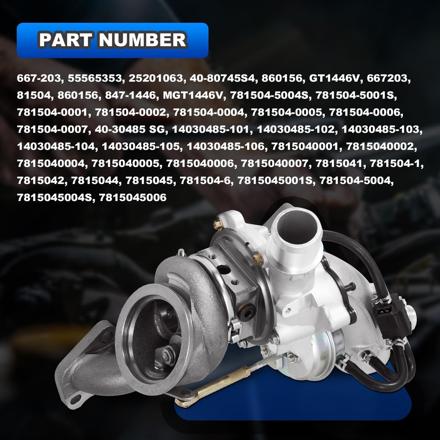 AUTOBABA 667-203 Turbo Turbocharger Kit with Gasket Compatible with 2011-2015 Chevrolet Cruze 2016 Cruze Limited 2012-2020 Chevy Sonic 2013-2021 Trax 2013-2021 Buick Encore L4 1.4L Replace# 55565353