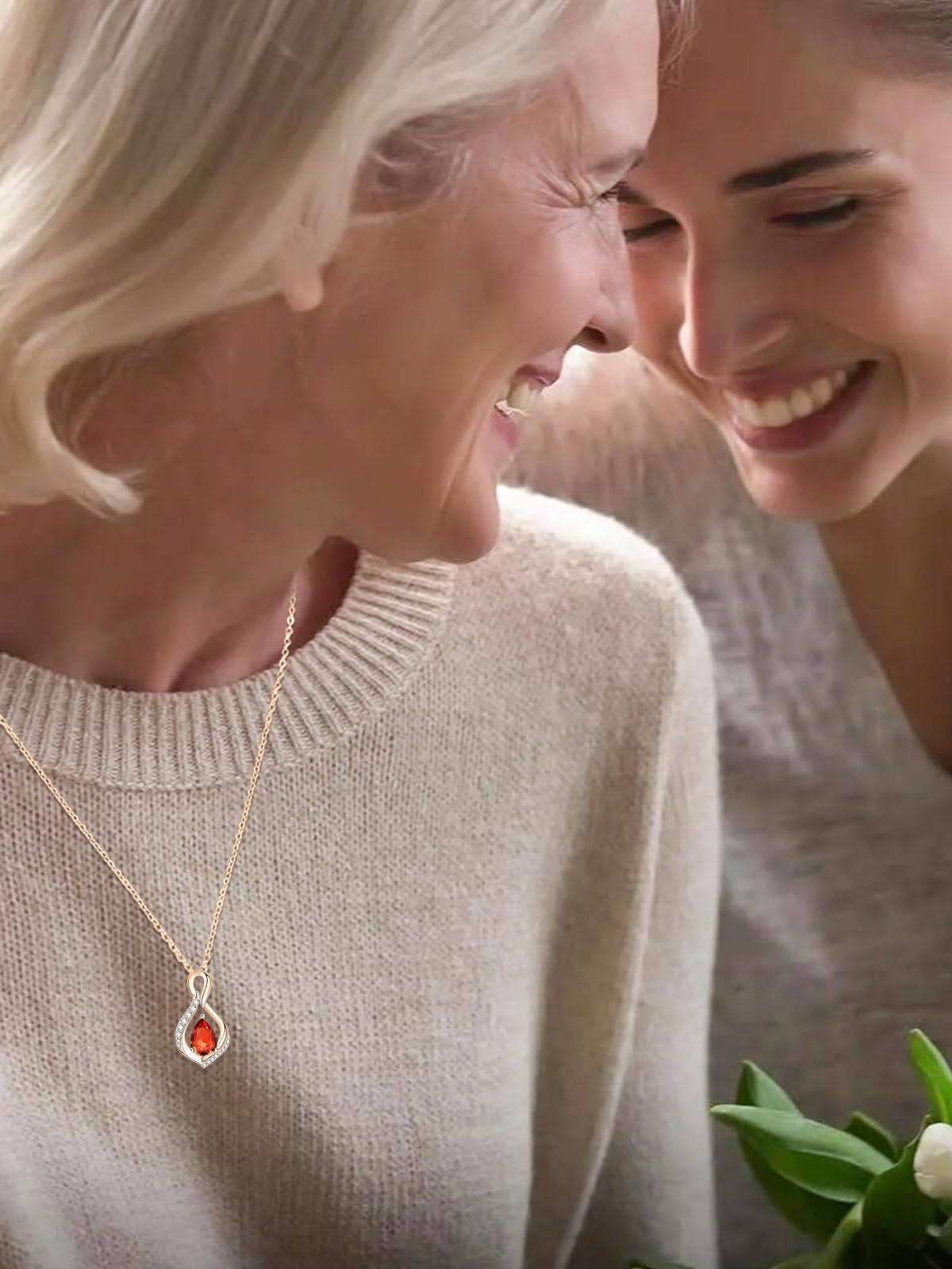 JIYVY32 Created Ruby Infinity Necklace for Women July Birthstone Necklaces Rose Gold Plating Anniversary Birthday Gifts for Wife Her Mom Girlfriend Birthstone Jewelry Gifts for Women