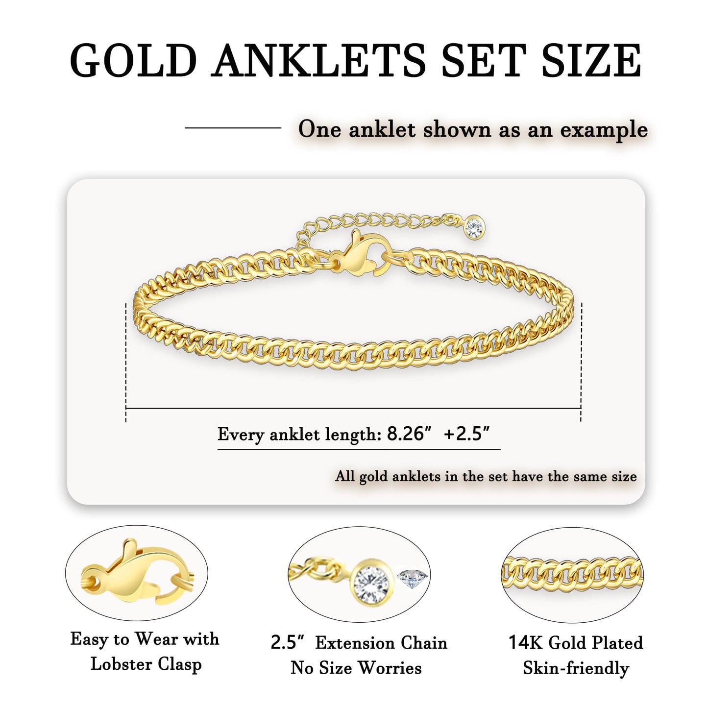 17KM 18PCS Gold Ankle Bracelets for Women, Boho Shell Bead Cuban Link Chain Waterproof Gold Anklets Set, Adjustable Layered Anklets for Women Beach Jewelry Gift