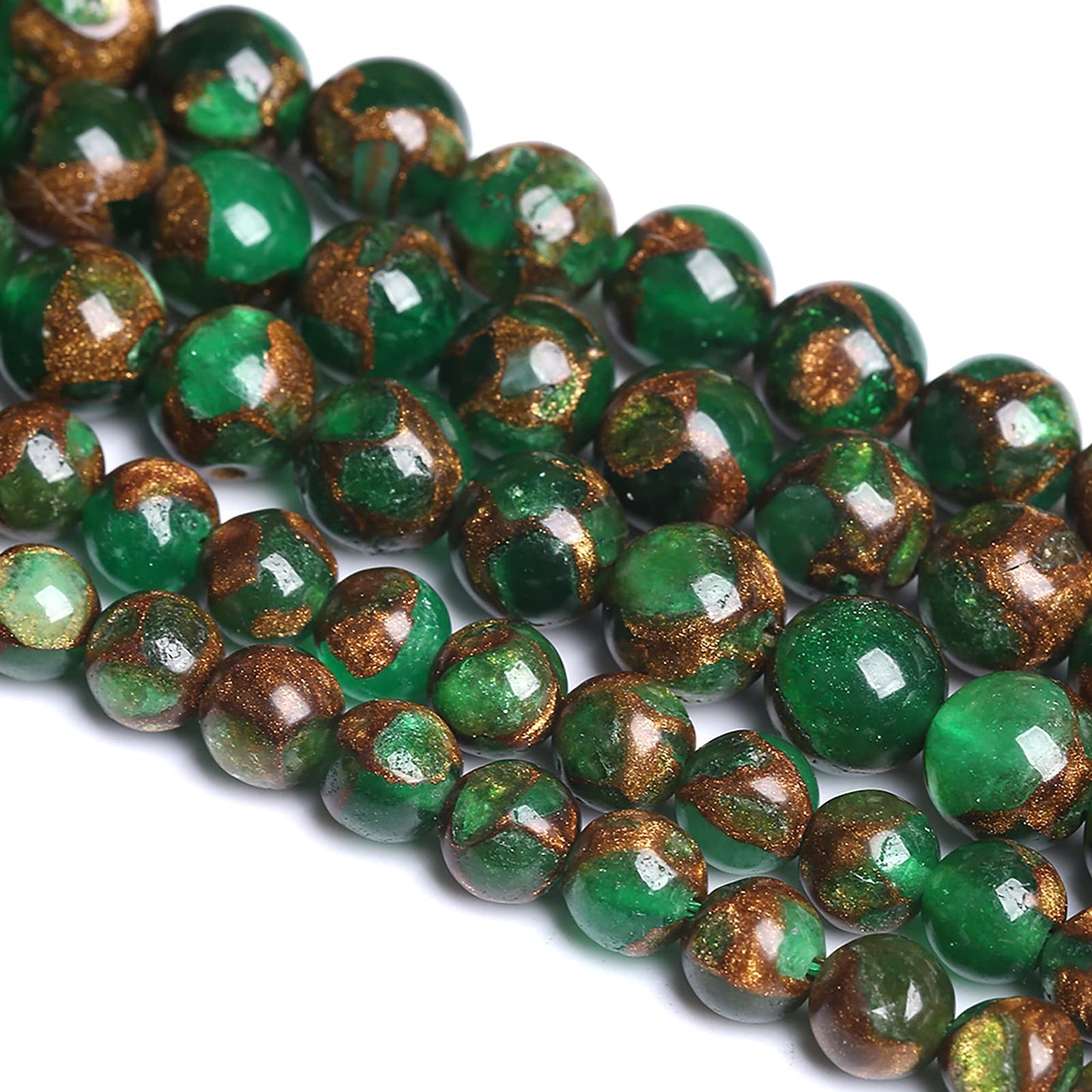 6MM 60PCS Green Cloisonne Craft Loose Round Beads for Jewelry Making DIY Bracelet