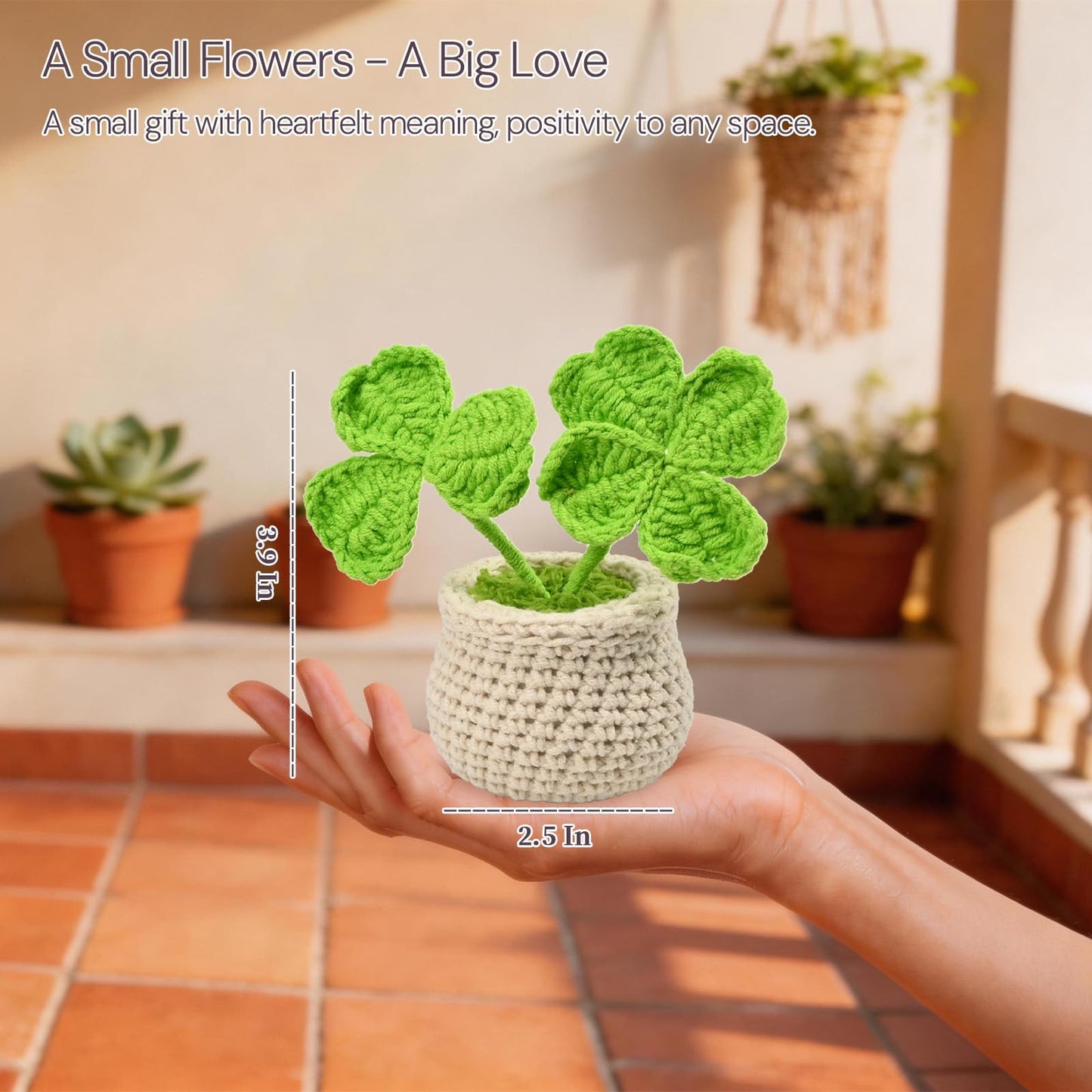 korawove Good Luck Gifts for Mom - Cute St. Patricks Day, Mothers Day, Birthday Gifts for Women, Mother, Mama - Emotional Support Crochet Plants - Handmade Crochet Lucky Clover Pots.