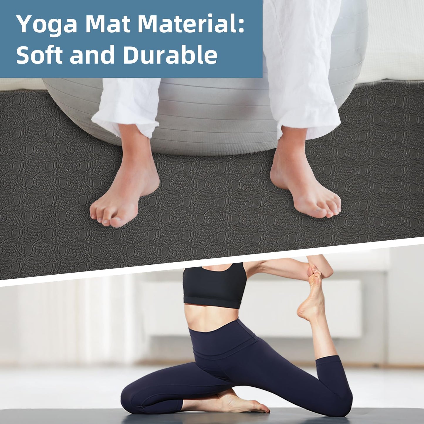 2PCS 0.24" Thick Mat Pads for Peloton Bike & Concept 2 Rower – Non-Slip Compact Floor Protectors for Small Spaces, Home Gym Use on Hardwood, Carpet & Tile, 25"x11.8"