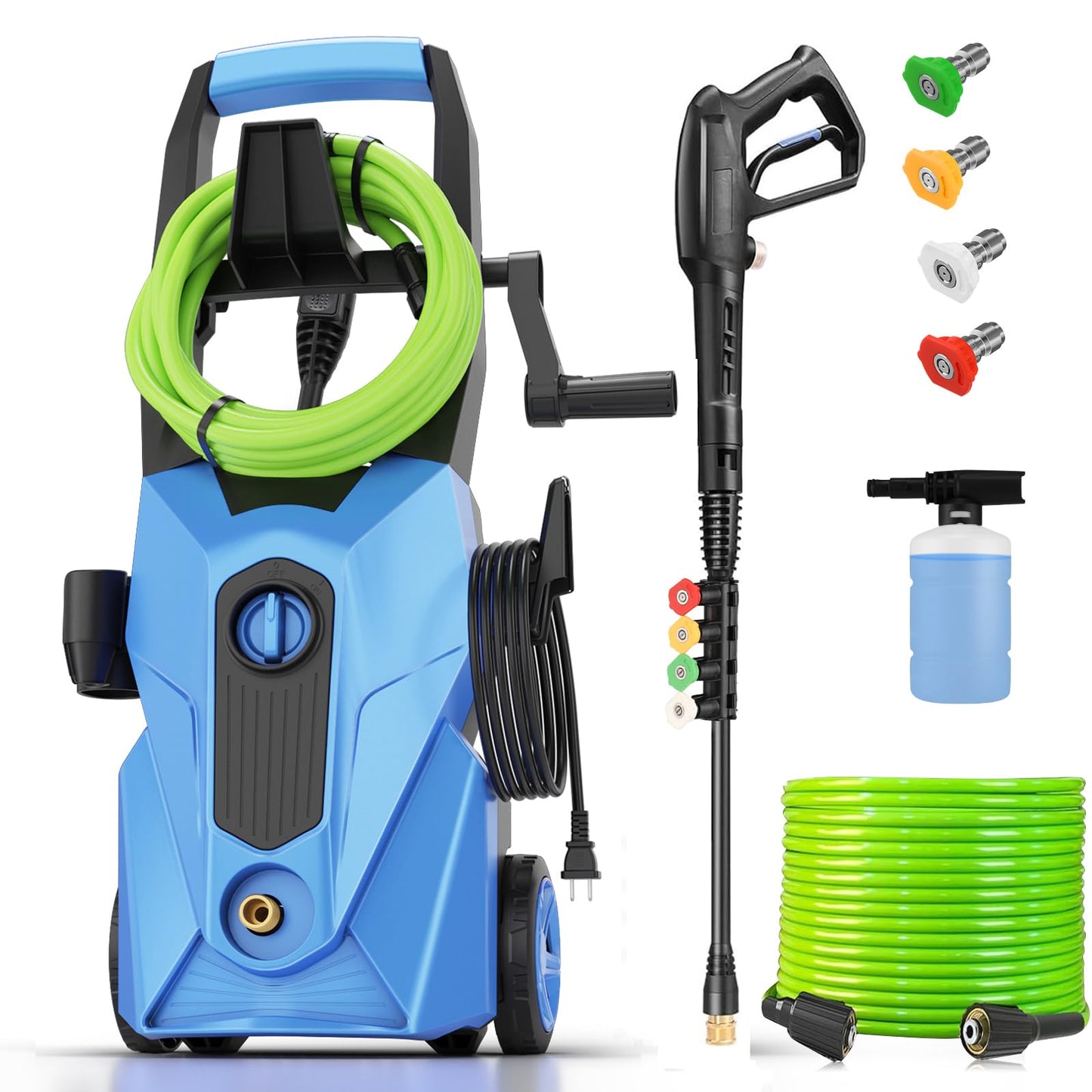 commowner 2026 New 5000PSI Electric Pressure Washer, Power Washer with 33FT Resistant Extension Hose and 4 Nozzles, Compatible with Undercarriage washers, Professional Powerwashers for Home/Car(Blue)