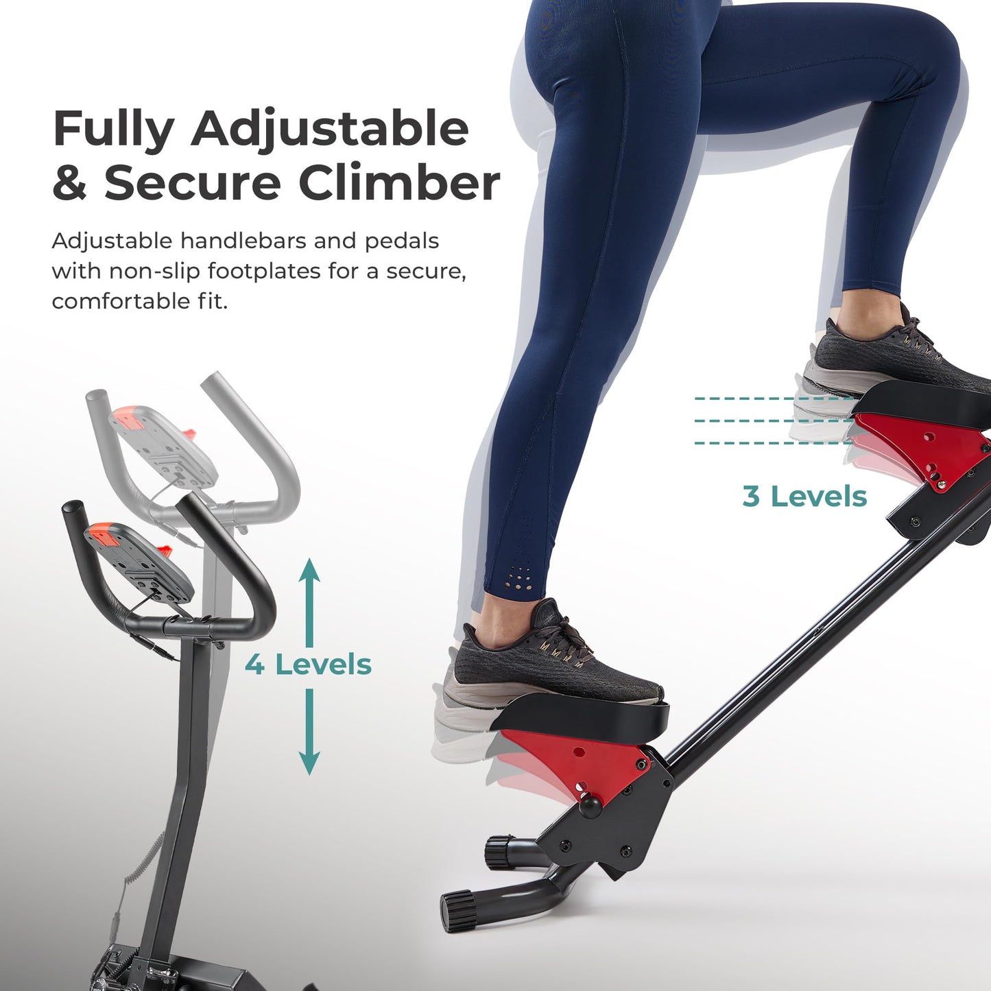 Sunny Health & Fitness Smart Foldable Cardio Stair Stepper, Vertical Climber Exercise Machine for Home Workout, Extended Step Range, 330 lbs. Max Weight, Connection w/Free SunnyFit App – SF-S024035
