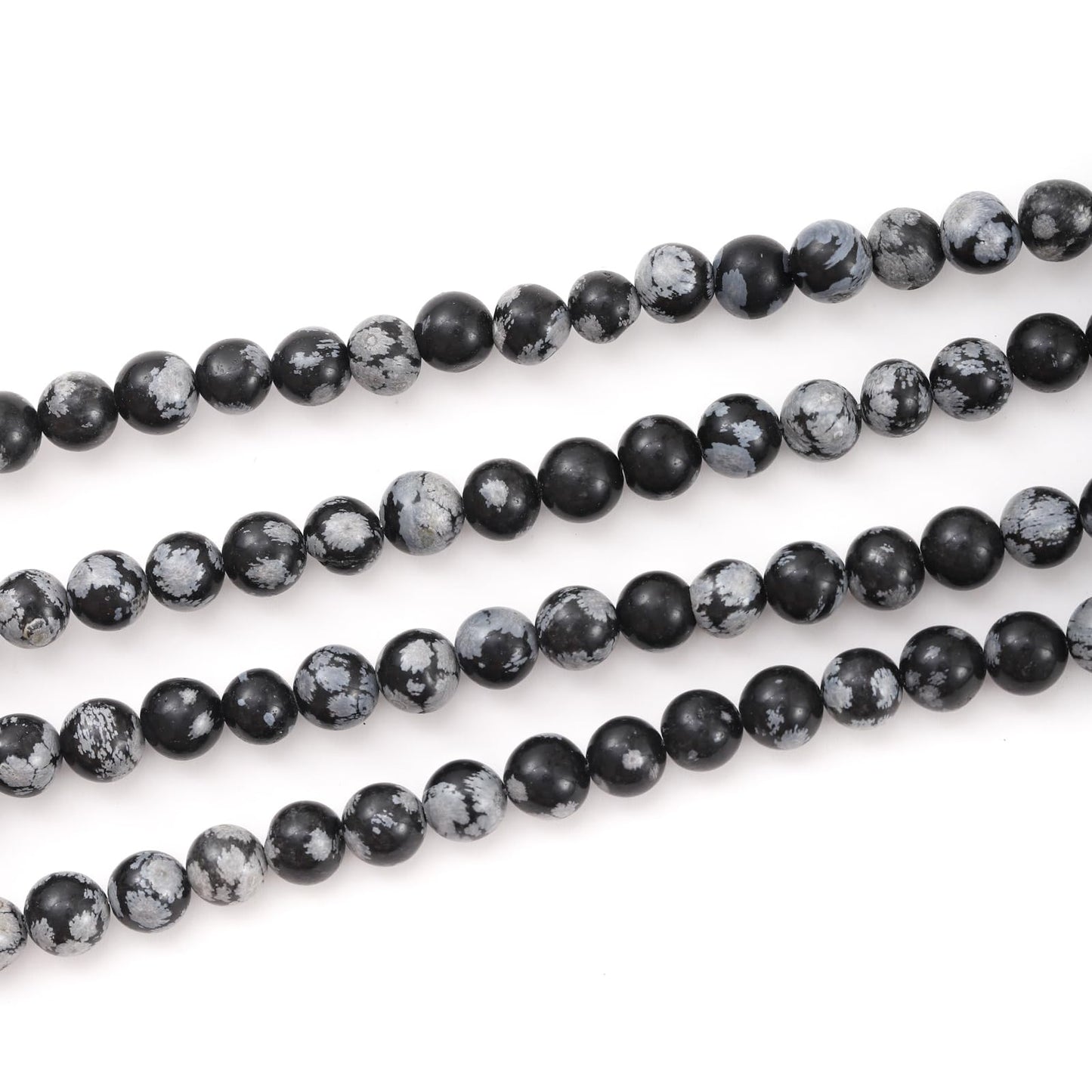 8mm 45pcs DIY Natural Black Snowflake Obsidian Stone Beads Round Healing Crystal Gemstone Loose Beads for Jewelry Making Handmade Bracelet Necklace