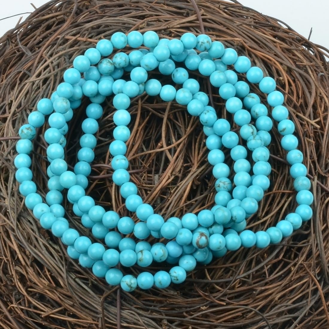 MASSIVE BEADS Turquoise - Safety - Handmade Handmade Yoga Stretch Elastic Bracelet Natural Stone Crystal Healing Power Energy Gifts for Unisex Adult 4mm