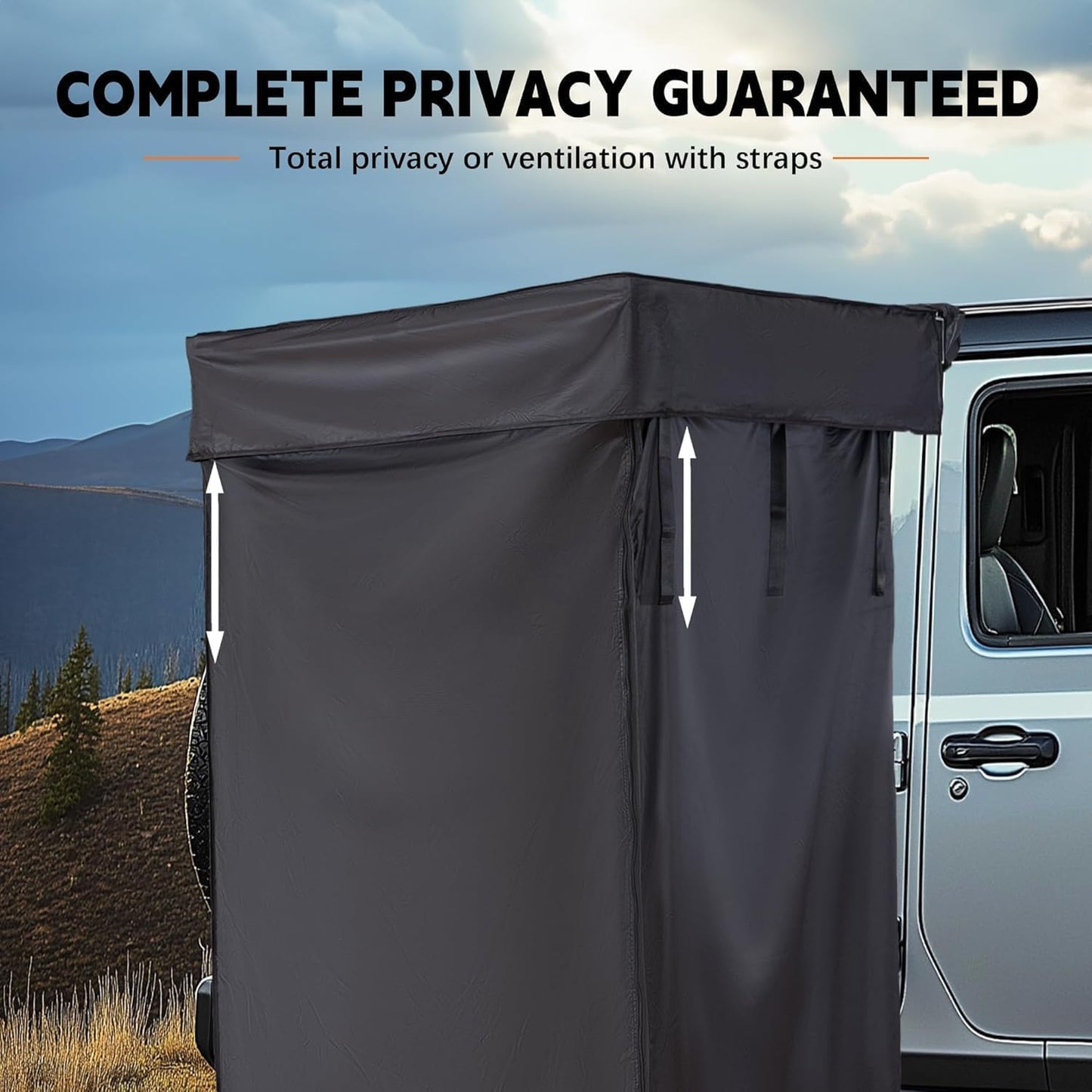 Shower Awning Tent for roof Rack, Portable Privacy Sun Shelter for Overland Vehicle Car, Camping Bathroom Changing Room for Outdoor Rain