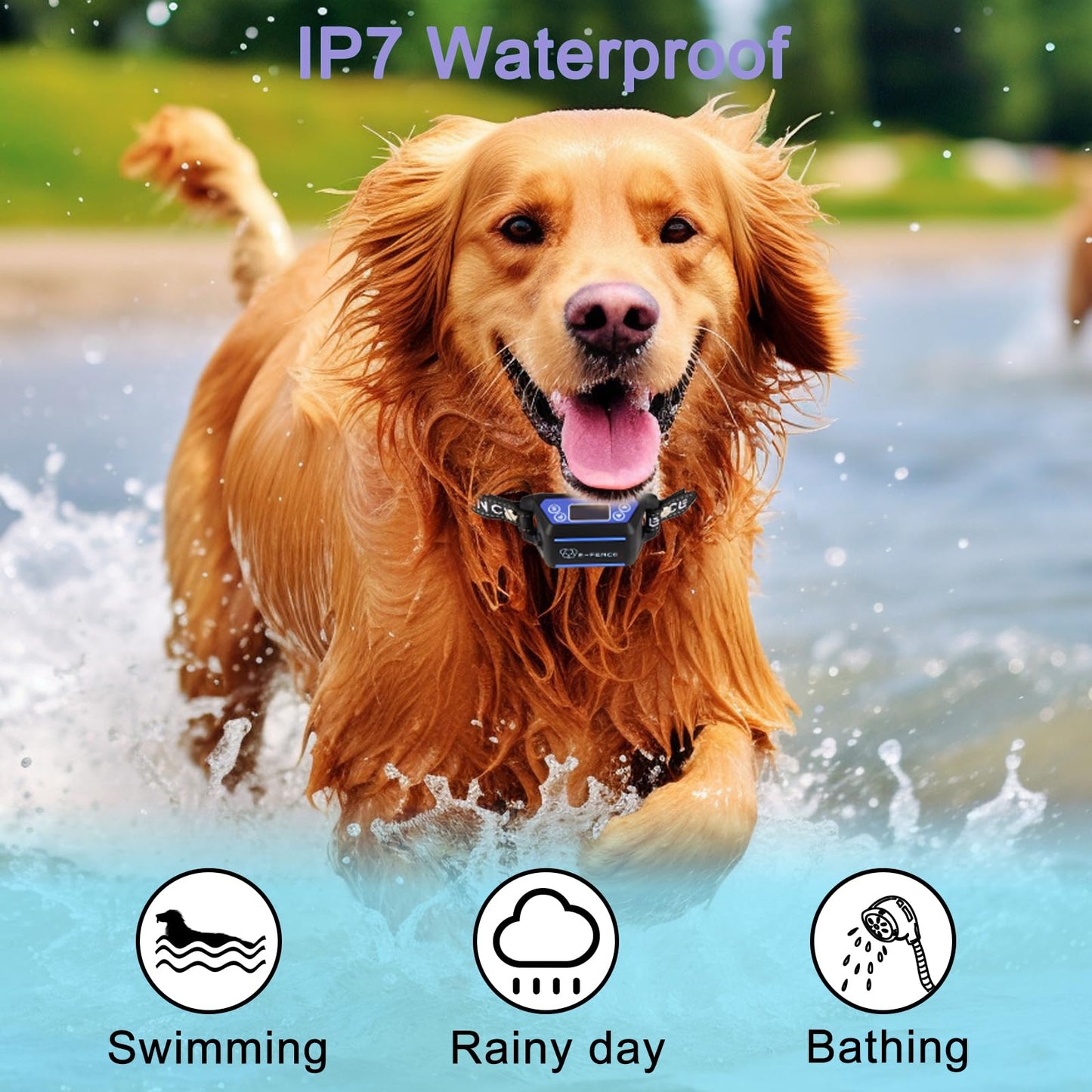E-FENCE 2 Pack GPS Wireless Dog Collar Fence System,Electric Dog Shock Collar Fence,Pet Containment System Rechargeable,Outdoor Use Only