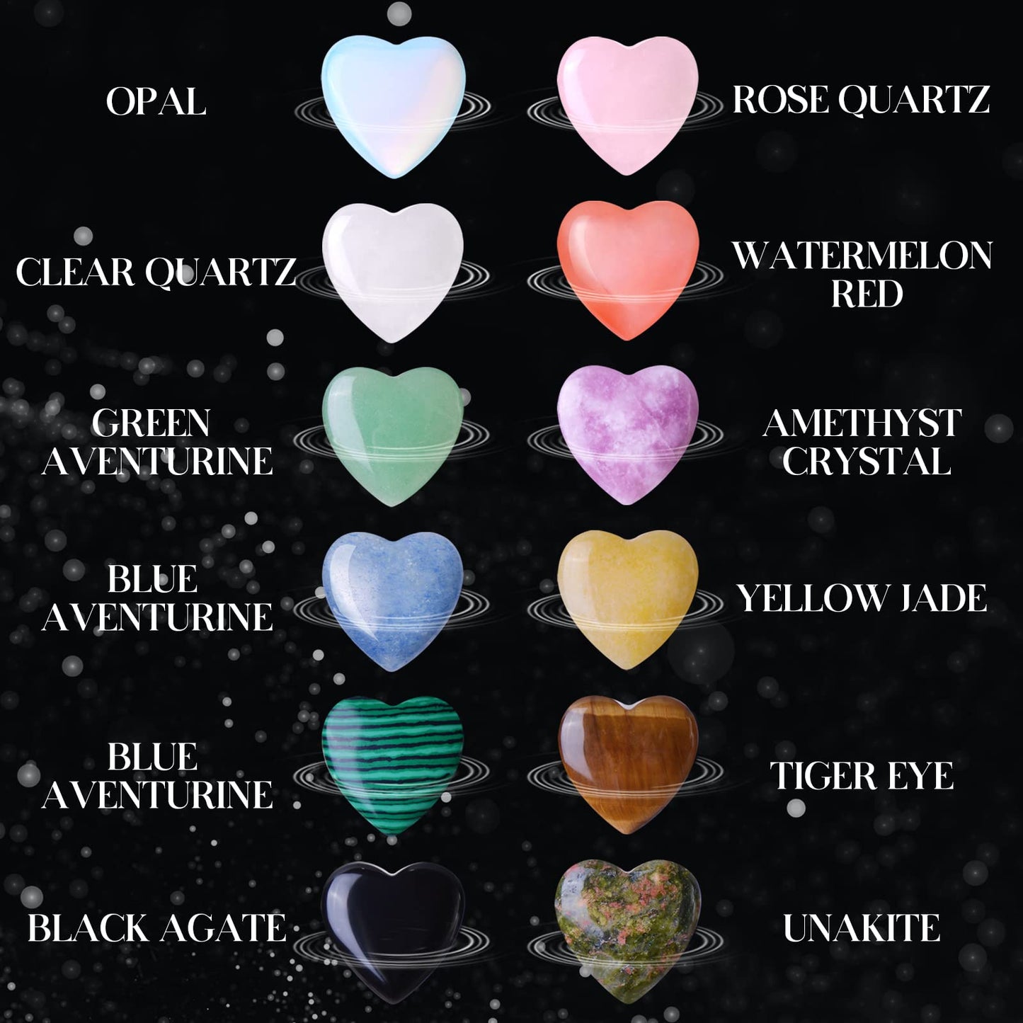 12 PCS Natural Heart Crystals Shaped Healing Stones Crystal Palm 0.8 inch Natural Stones Polished Love Gemstones Pocket Set Bulk Balancing Meditation Mother's Day