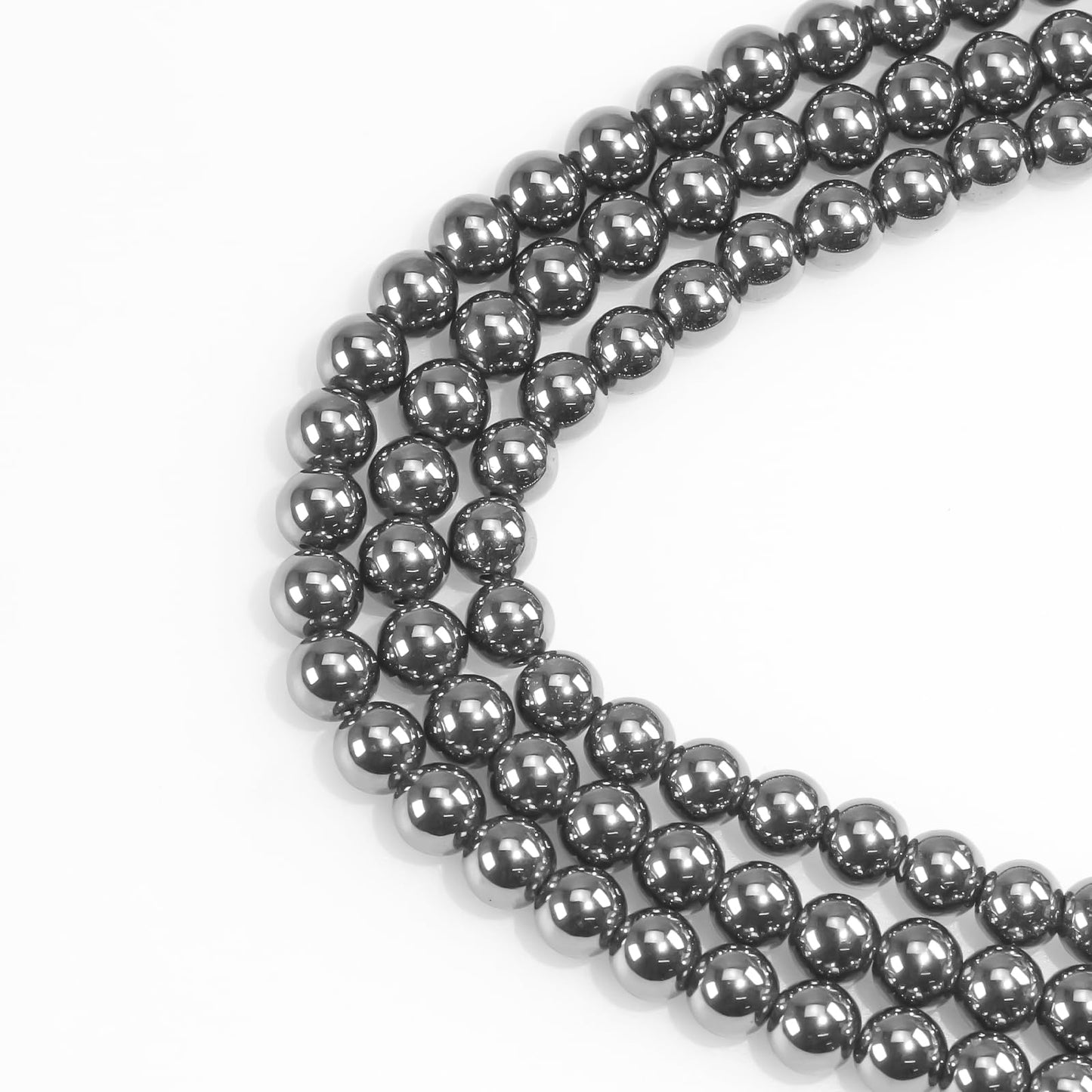 8mm Natural Gemstone Round Hematite Loose Beads for Jewelry Making Bracelets Necklace Earrings Art Craft (45-48pcs/strand)