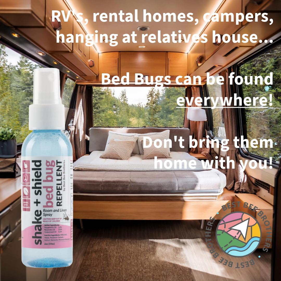 Best Bee Brothers Shake + Shield Room & Linen Bed Bug Spray – Non-Greasy Bug Spray Made with Plant-Based Ingredients, 8 Oz. + 2 Oz.