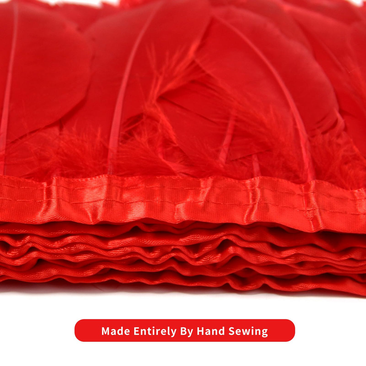 MAOFENG 2 Yards Natural Goose Feathers Trim Sewing Fringe Fashion Dress Sewing 6-8inch for DIY Handicrafts Costumes Decoration,Red