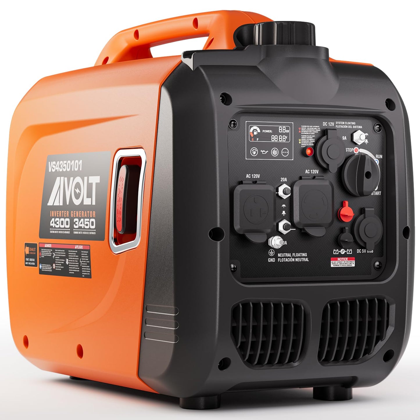 AIVOLT Inverter Generator 4300W Gas Powered Portable Super Quiet Outdoor Generator RV Ready for Camping Tools and Home Use, EPA Compliant