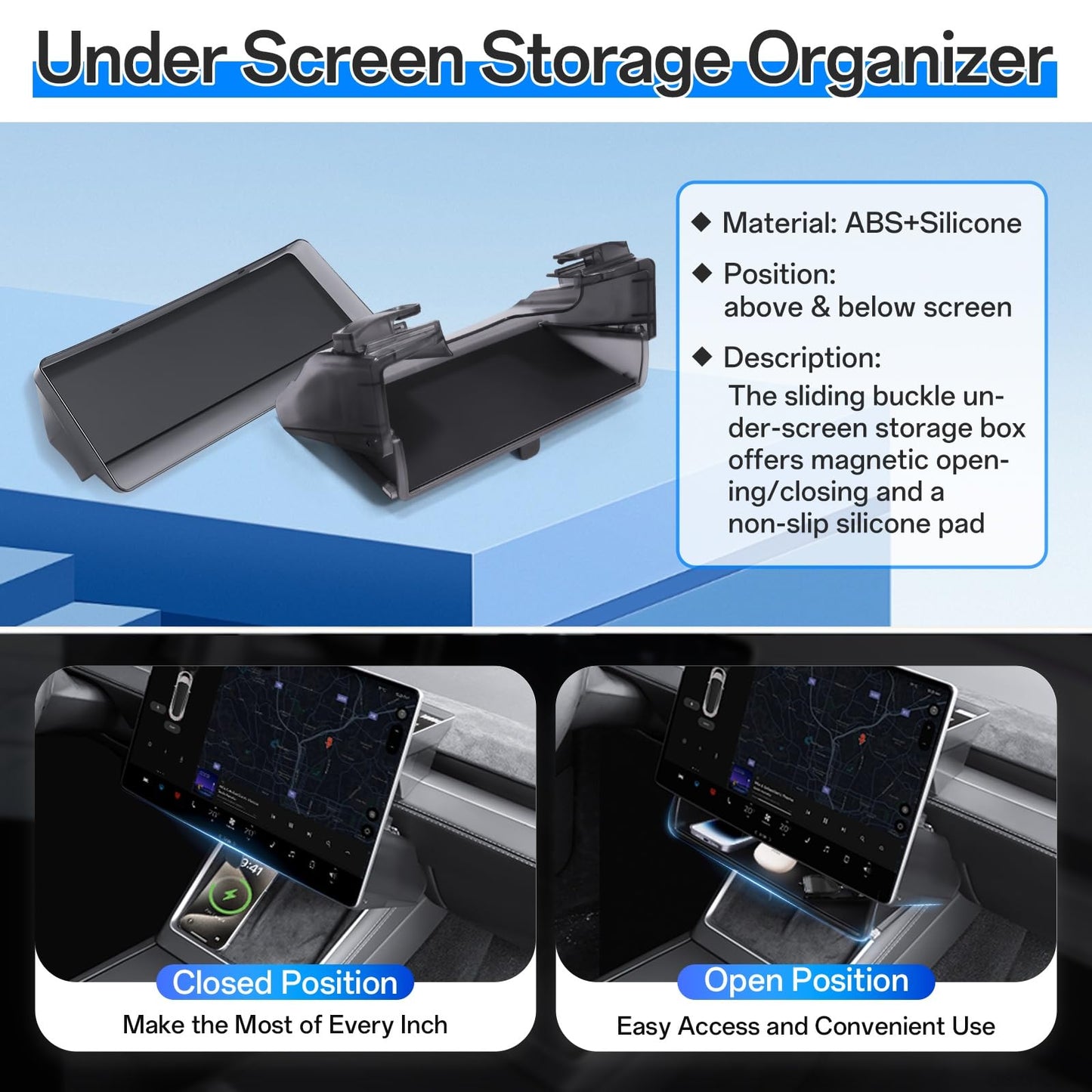 DGXWLLW 16PCS Organizer Tray Storage Box for Tesla Model Y Juniper 2025 2026 Premium Performance Accessories with Trunk Storage Bins Under Screen Tray Under Seat Box Trash Can Center Organizer Set