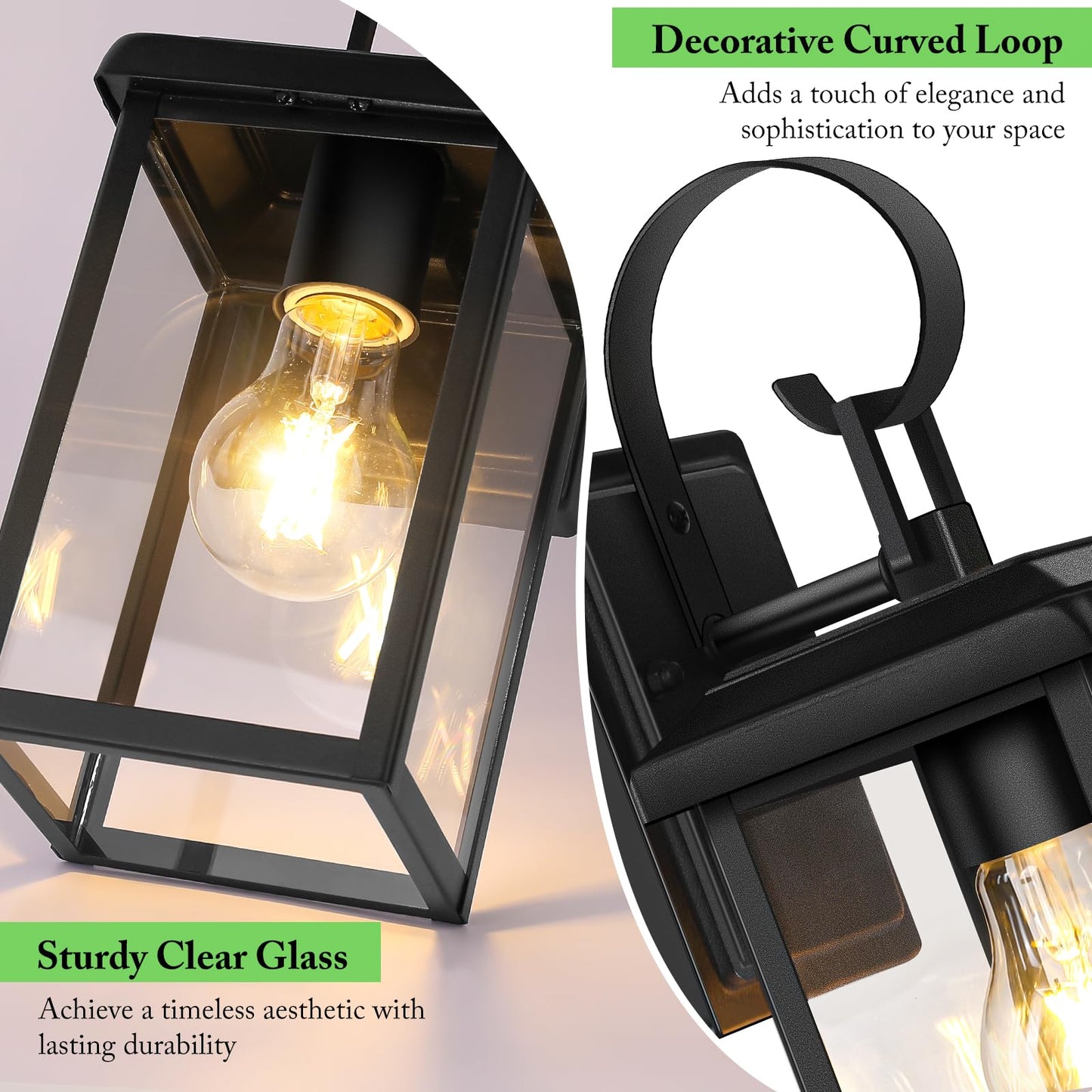 BesLowe 2-Pack Outdoor Wall Light Fixtures, Exterior Lighting Fixtures Wall Mount, Waterproof Porch Lights Outdoor Wall Sconces Lanterns, Modern Outside Lights for House Front Door Garage, Black