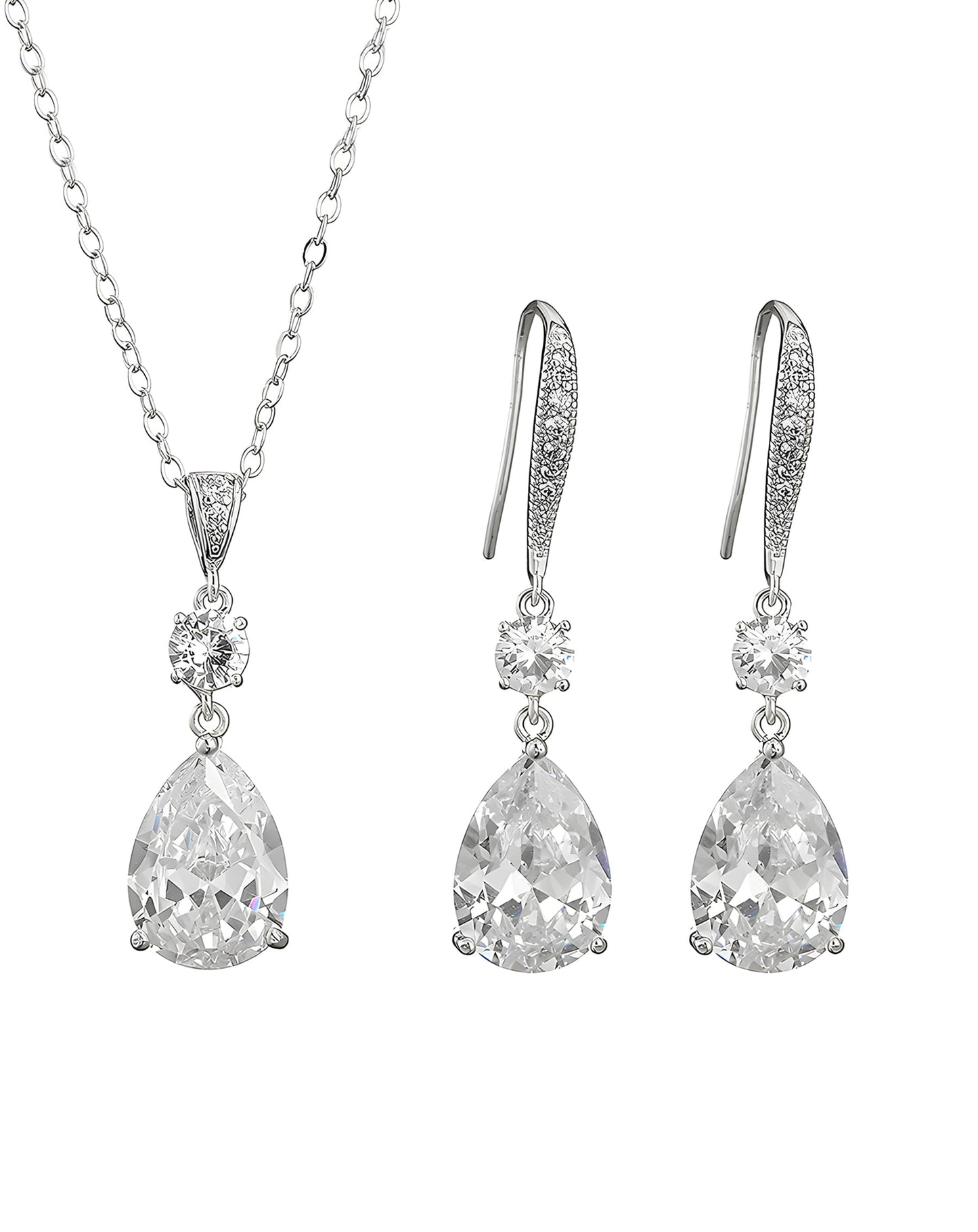 Deerllia Teardrop Necklace Cubic Zirconia Drop Wedding Bridal Pendant Necklace for Women, Silver Gold Plated Copper Brass Micro Inlay CZ Simple Fine Jewelry Gifts Mother's Day Valentines