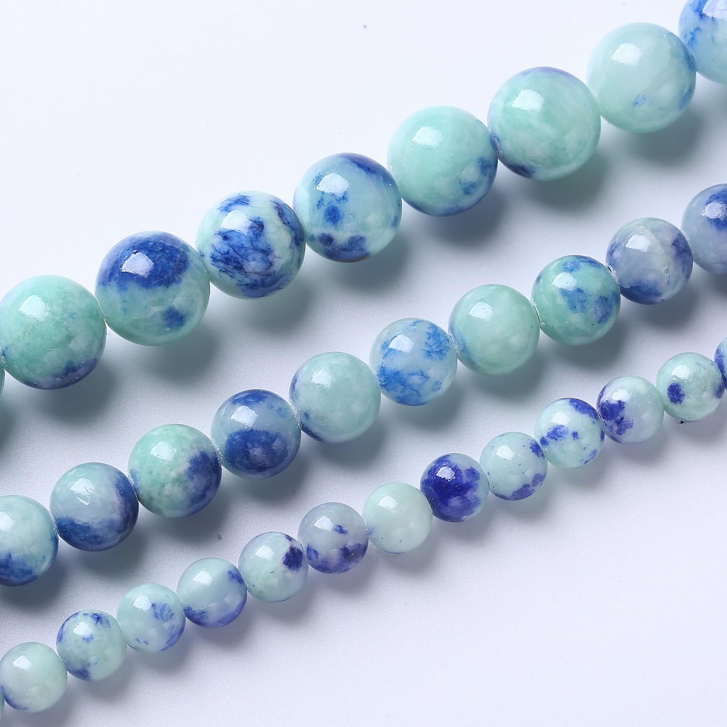 36pcs 10mm Natural Blue Green Persian Jade Stone Beads for Jewelry Making Round Loose Spacer Beads DIY Bracelets Necklaces 15" (10mm, Blue Green Jade)
