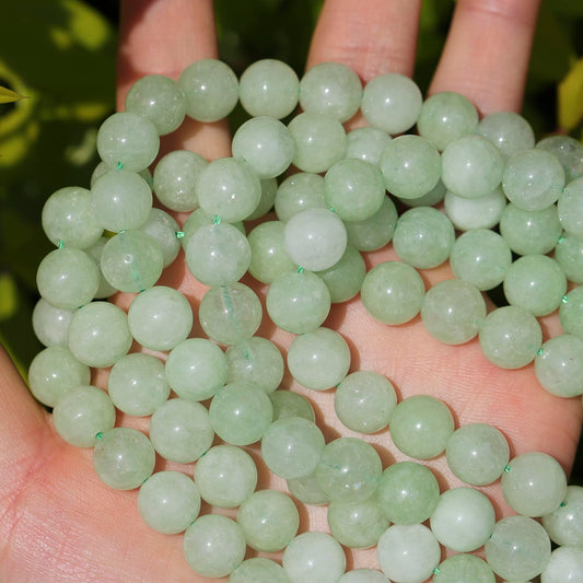 35pcs 10mm Natural Gemstone Beads for Jewelry Making Supplies,Green Burmese Jade Healing Crystal Polished Round Loose Stone Beads for Bracelet Necklace 15 Inch