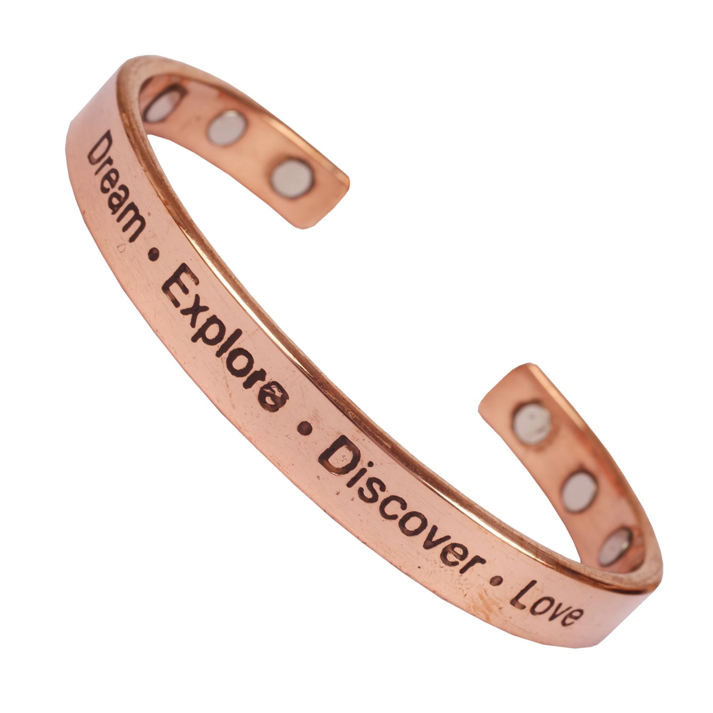 Touchstone Inspirational Copper Engraved Magnetic Bracelets for Women-Personalized Jewelry Gifts for Best Friend/Mom/Daughter/Sister - In a Pretty Gift Box Dream Explore Discover Love
