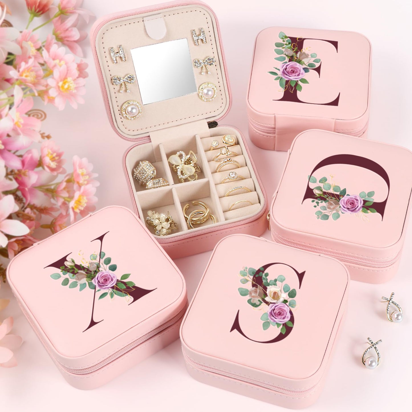 MFXIP Easter Basket Stuffers for Teens Essentials, Valentines Day Christmas Stocking Stuffers for Women Teen Girl Gifts Trendy Stuff Travel Jewelry Box Case Organizer Personalized Birthday Gifts