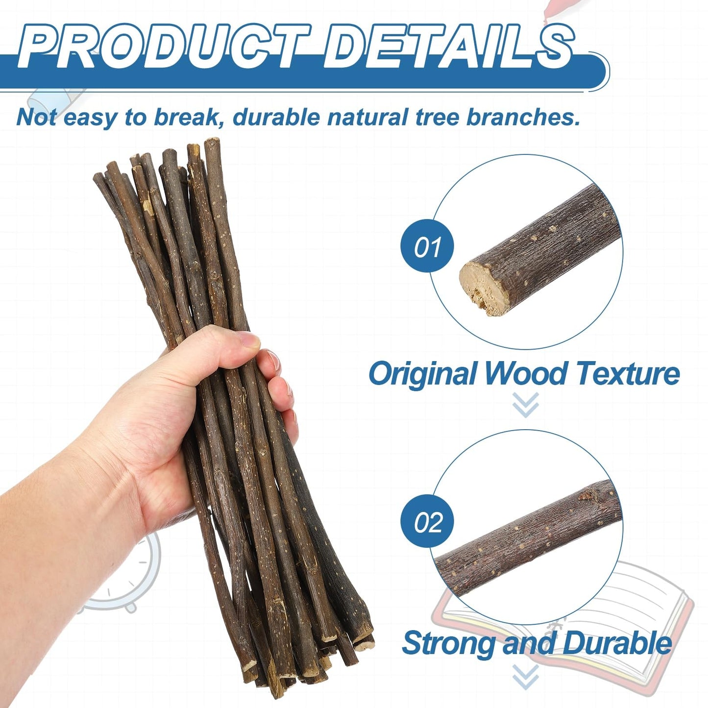 PATIKIL 25 Pcs 12inch Wood Log Sticks, 0.2-0.24inch in Diameter Natural Driftwood for Crafts Wooden Craft Sticks for DIY Crafting Photo Props Driftwood Decor, Apple Branch
