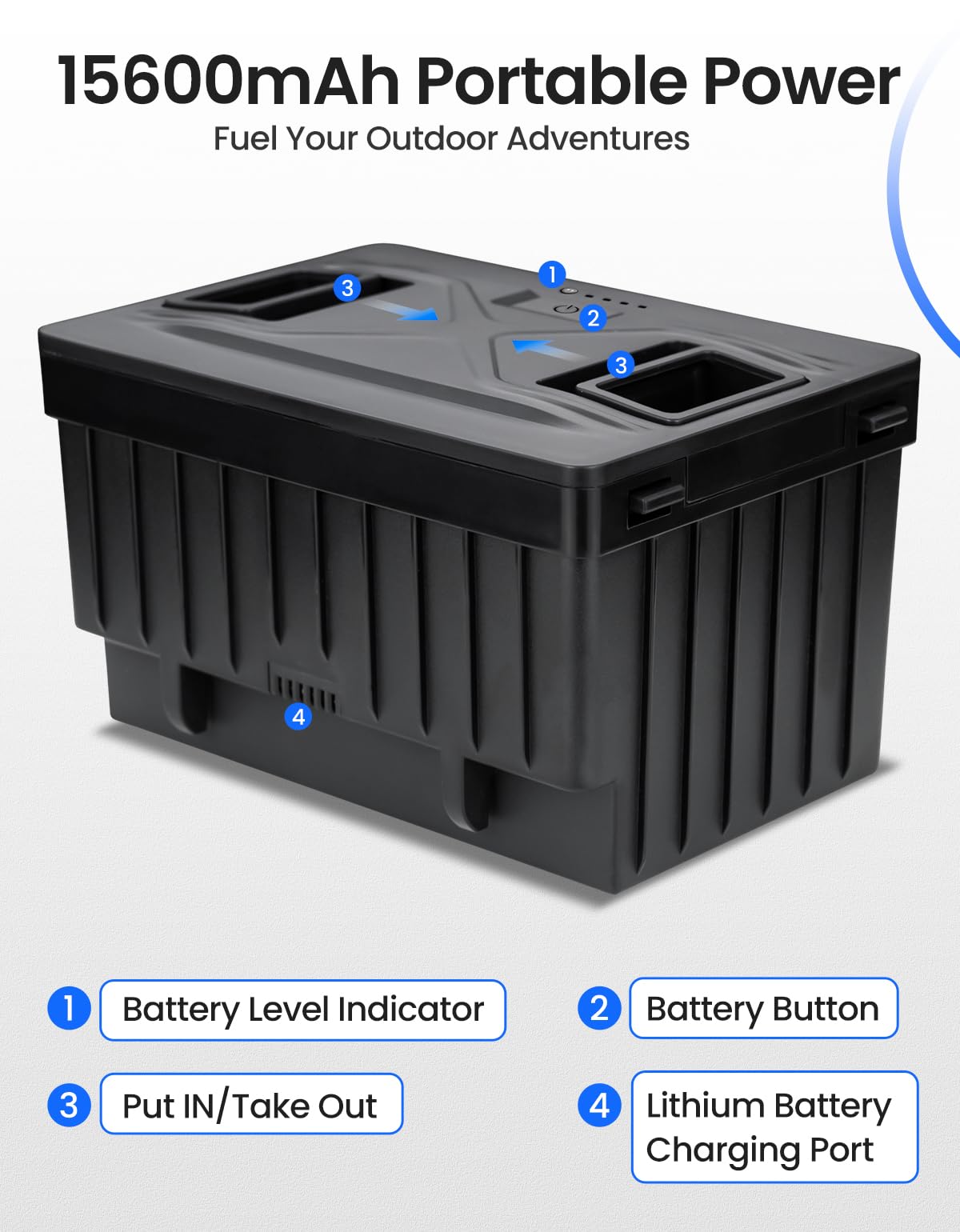 Movxpace 173Wh Detachable Battery – 12V Dual Zone Fridge Battery for TA/TAW Series Car Refrigerators, Adapter not Included
