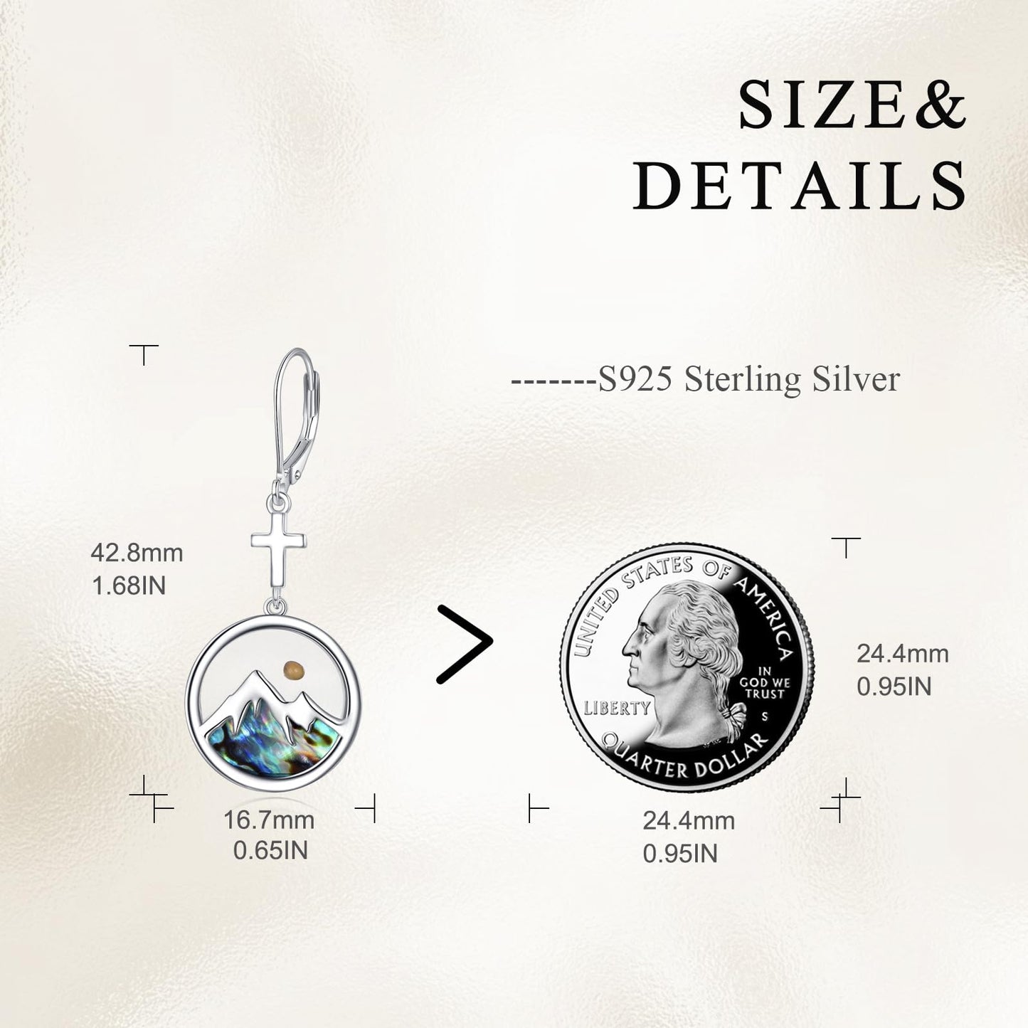 AOBOCO Mustard Seed Earrings for Women Sterling Silver Cross Mountain Christian Jewelry Birthday Gifts for Mom Friends (Round Cross Earrings)