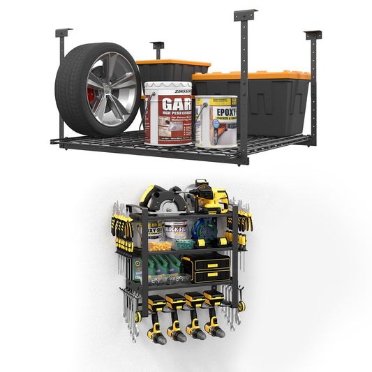 Jusgym 3X6FT Overhead Garage Storage Rack and Power Tool Organizer Wall Mount