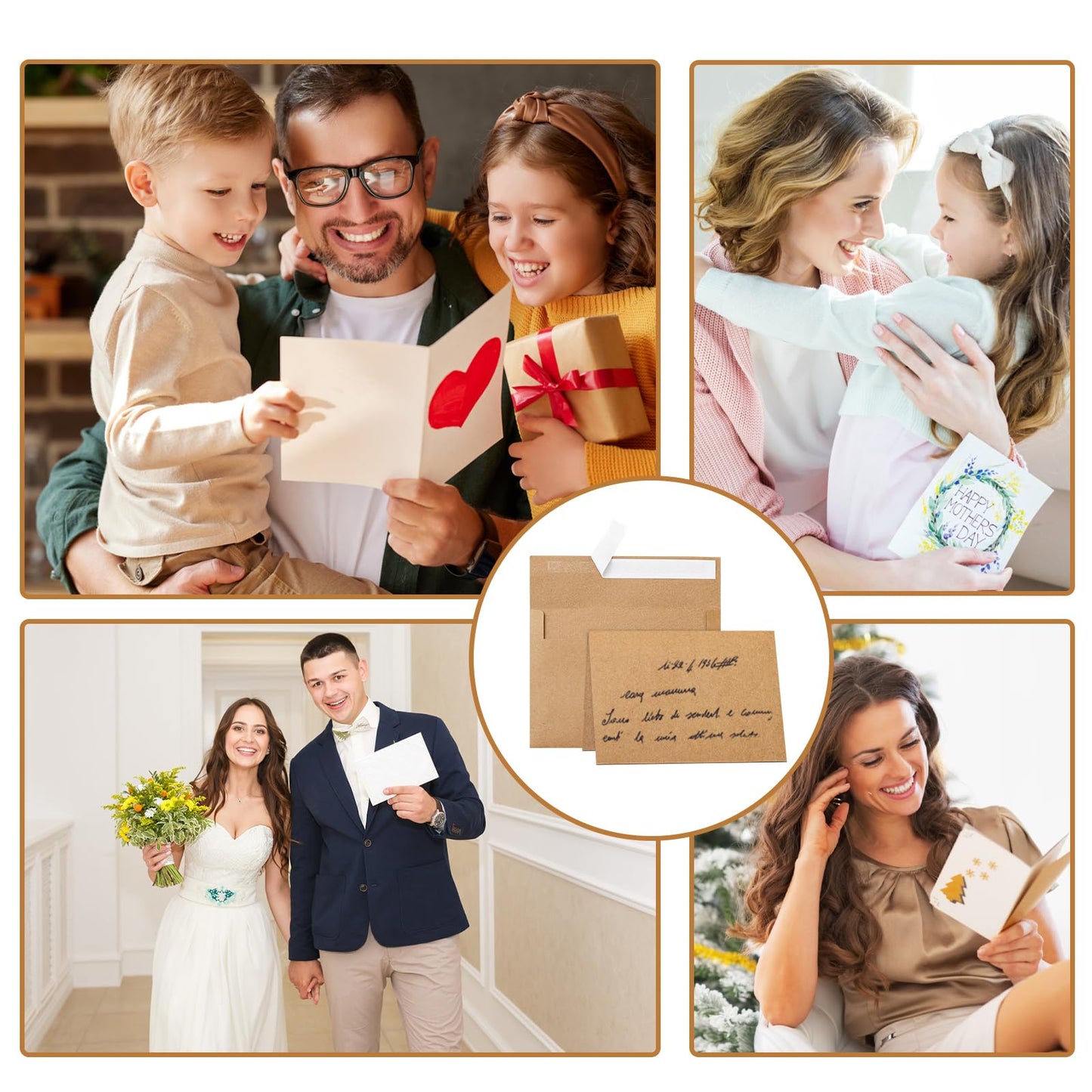 Silunkia 100 Packs Brown Blank Note Cards with Envelopes 5 x 7 Heavyweight Folded Cardstock and A7 Envelopes Self Seal for Invitations, Wedding, DIY Greeting Cards, Thank You Cards, Festival Blessings