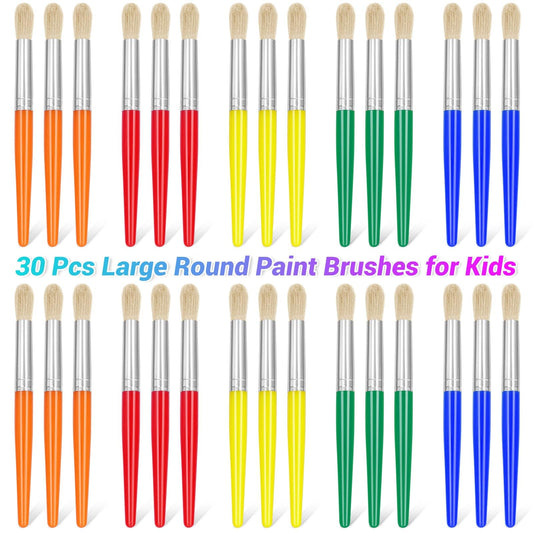 30Pcs Paint Brushes, Anezus Round Paint Brushes for Kids Classroom Toddlers Paint Brush Set for Touch Up Preschool Daycare Washable Acrylic Paint Pumpkin Painting