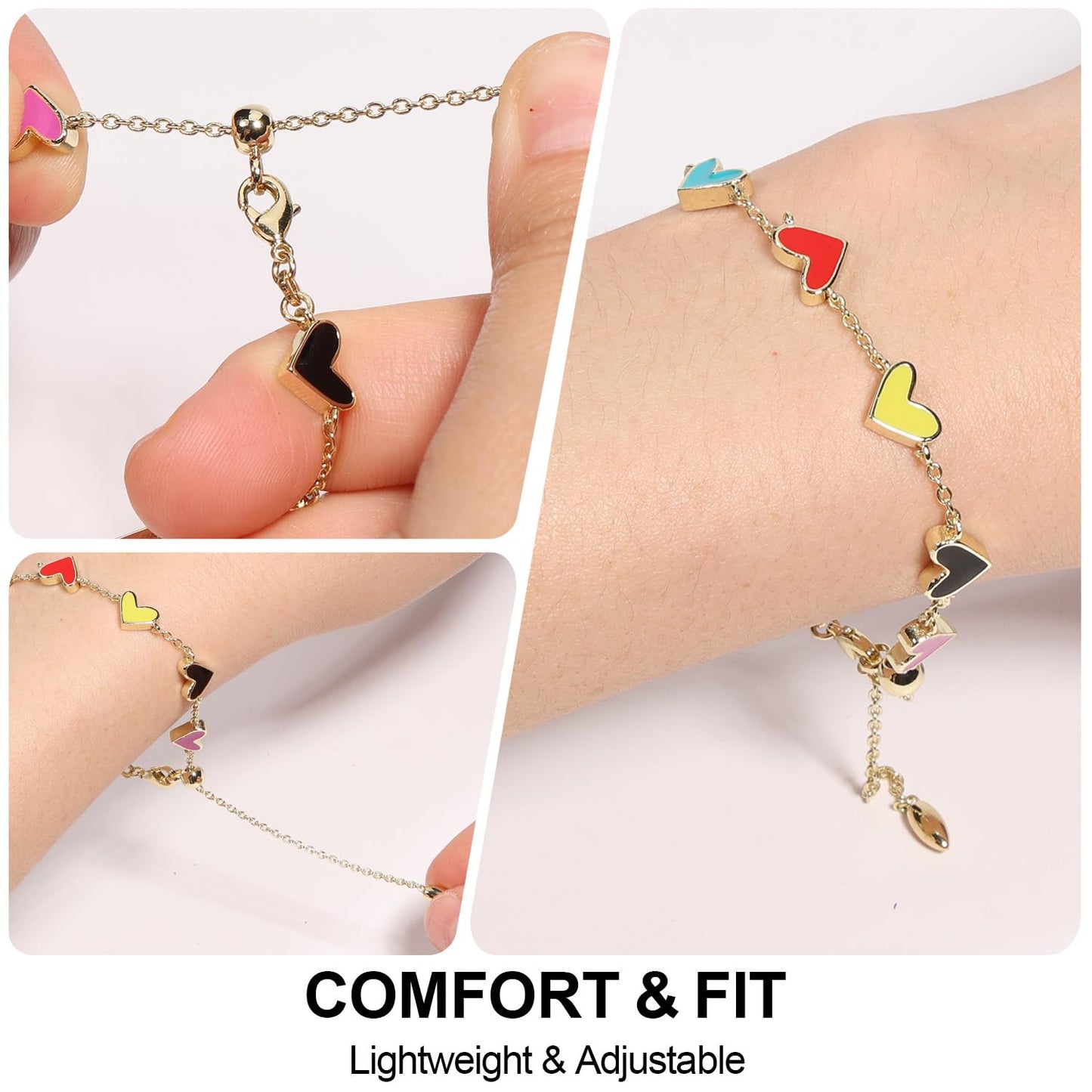 AICase Kpop Merch Heart Gold Bracelets Toys for Women Dupes Chain Bracelet in Multi Mix,Stackable Friendship Fashion Trendy Jewelry for Demon Hunters Cosplay Costume Birthday Gifts for MoM/Daughter