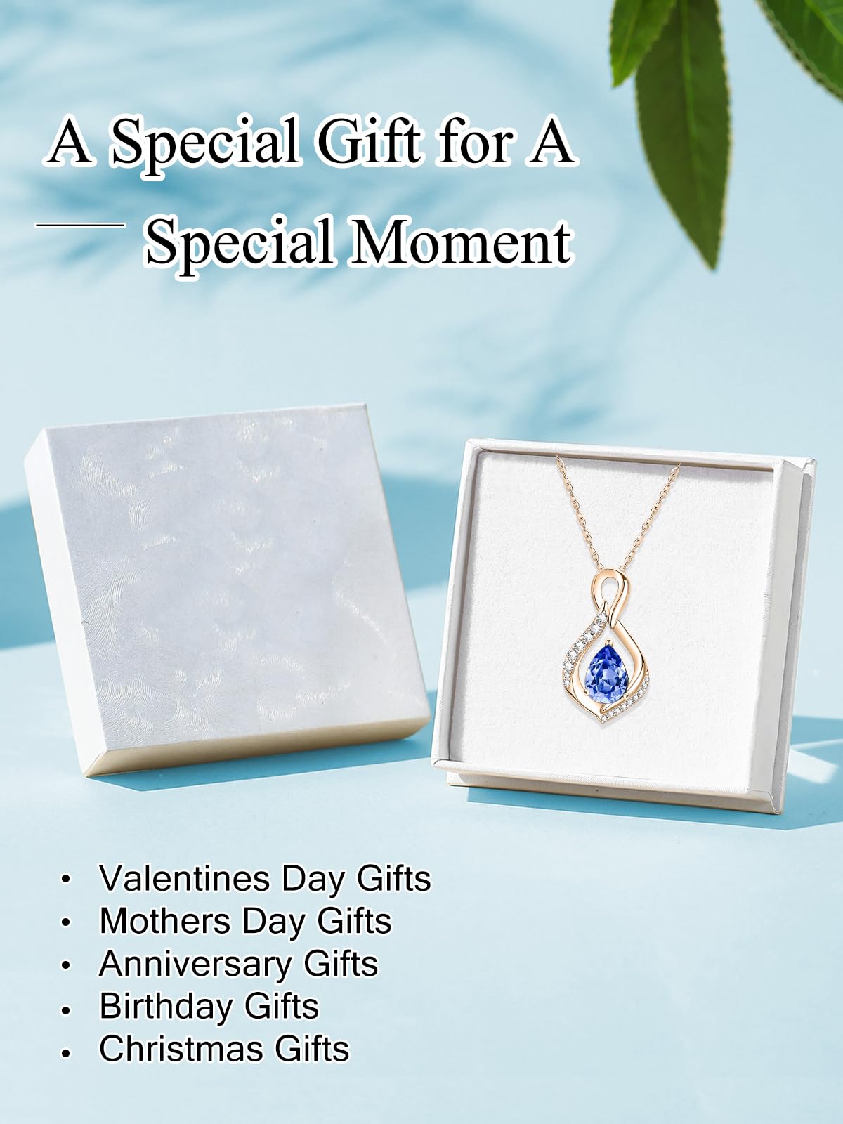 JIYVY32 Blue Topaz Infinity Necklace for Women December Birthstone Necklaces Rose Gold Plating Anniversary Birthday Gifts for Wife Her Mom Girlfriend Birthstone Jewelry Gifts for Women