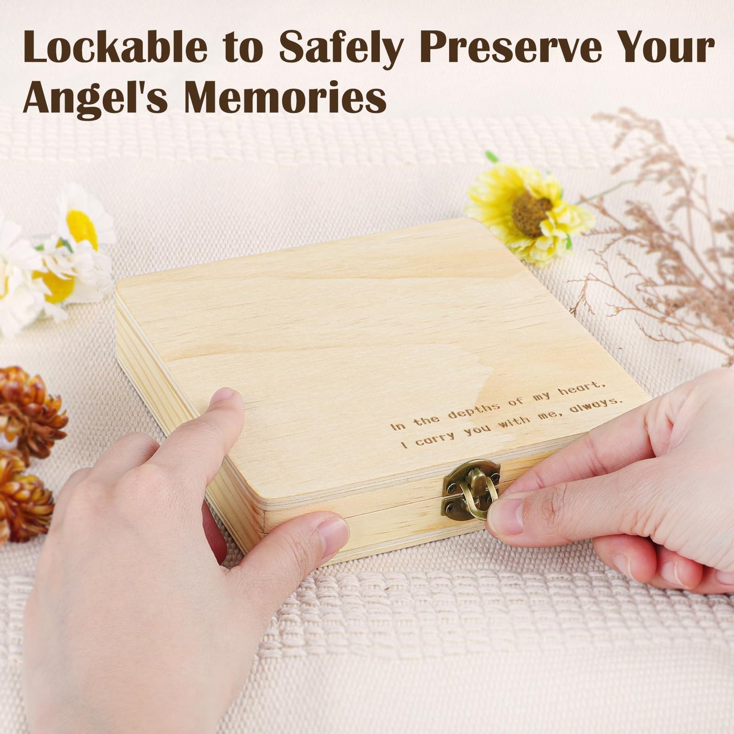Ceiner Miscarriage Gifts for Mothers, Memorial Box for Pregnancy Loss, Wooden Angel Baby Keepsake with Storage for Photo & Ornament - Comfort Sympathy Bereavement Gift for Parents, Mom and Dad