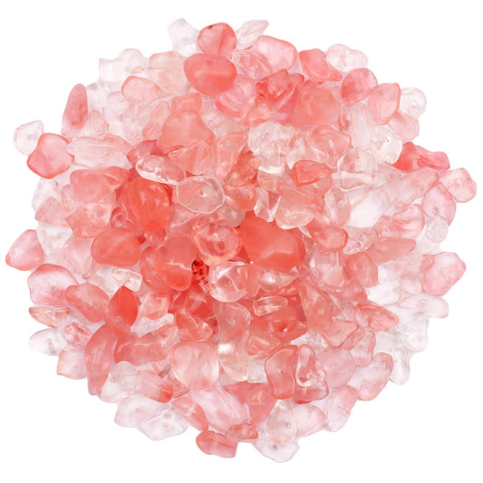 500 pcs Natural Chip Stone Beads, Glass Cherry Crystal 5-8 mm Irregular Gemstones Healing Crystal Loose Rocks Bead Hole Drilled for Jewelry Making Bracelet