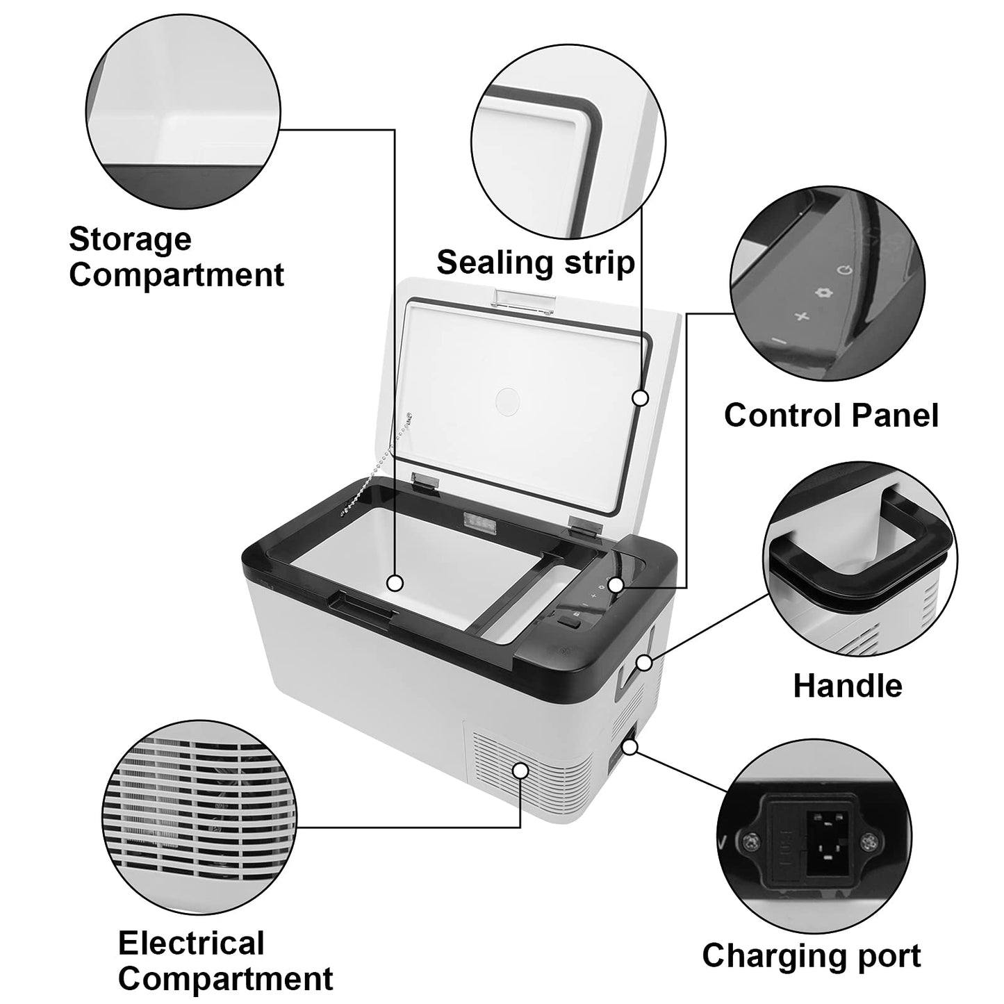 I1MOTOR Portable Car Refrigerator Freezer 12/24V DC and 110-240V AC (-4°F~68°F) 18L /19 Quart Mini Fridge Cooler for RV Van Vehicle Boat Traveling Outdoor Picnic BBQ Camping Fishing