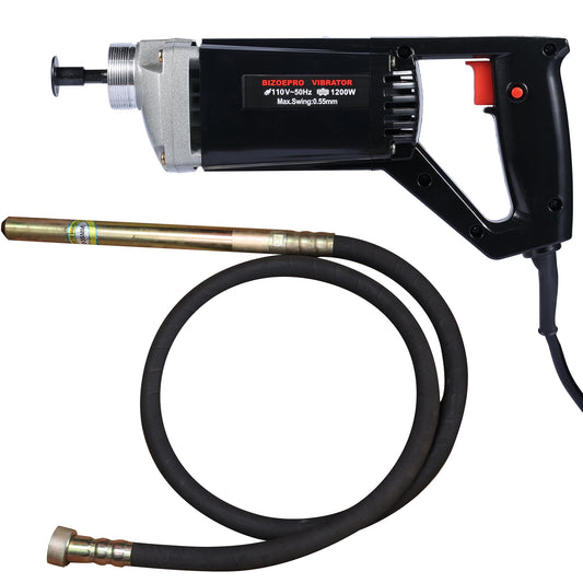 BIZOEPRO Hand Held Power Concrete Vibrator 1200W 15000RPM 2HP With 8.2 ft 2.5M Shaft Rod Electric Concrete Vibrabrater Portable Construction Pencil Vibrator