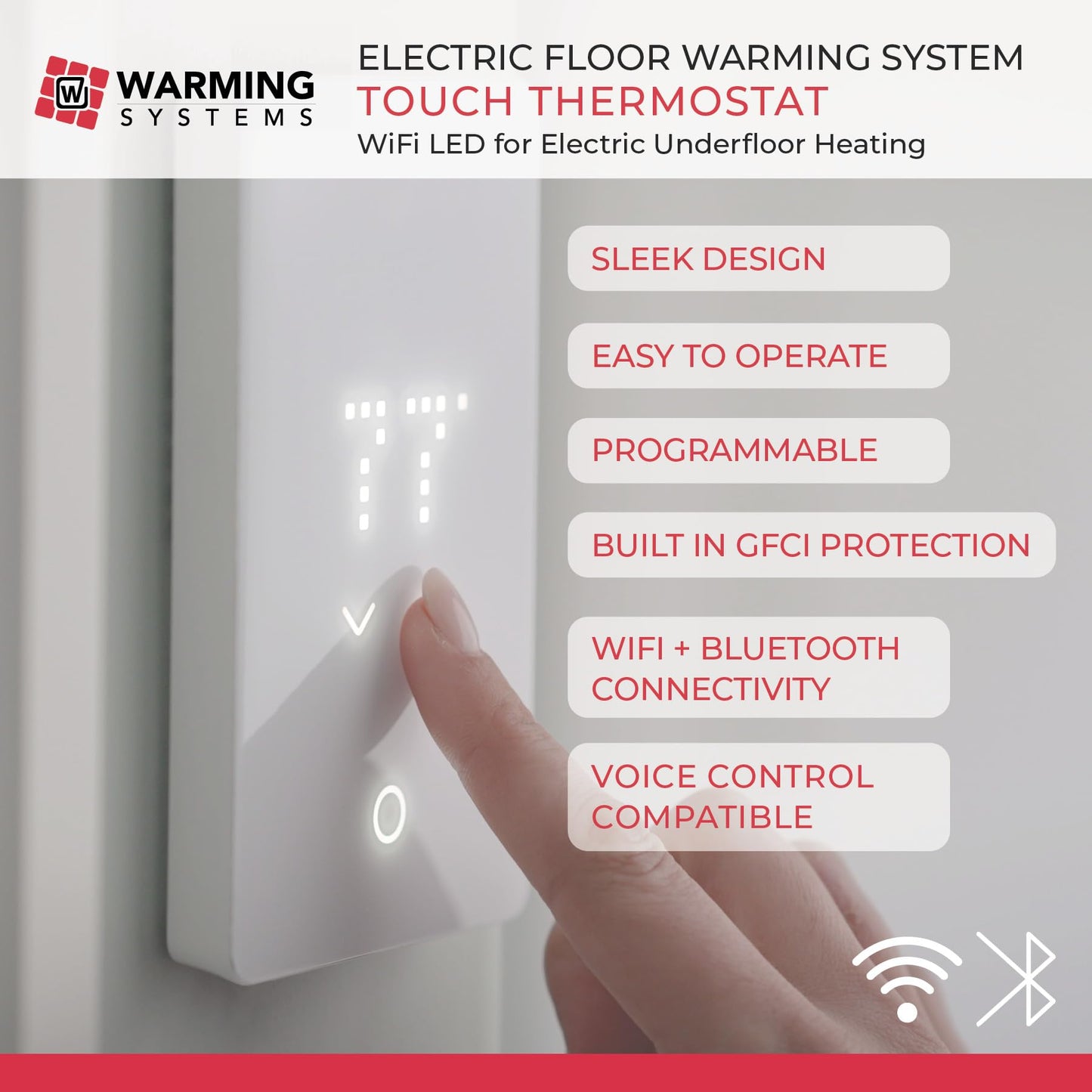 Warming Systems - 15 Sqft 120V Electric Radiant Floor Heating Kit – Includes Heating Cable, Programmable Thermostat, Sensor, Cable Guides, Installation Monitor and Under Tile Heated Floors