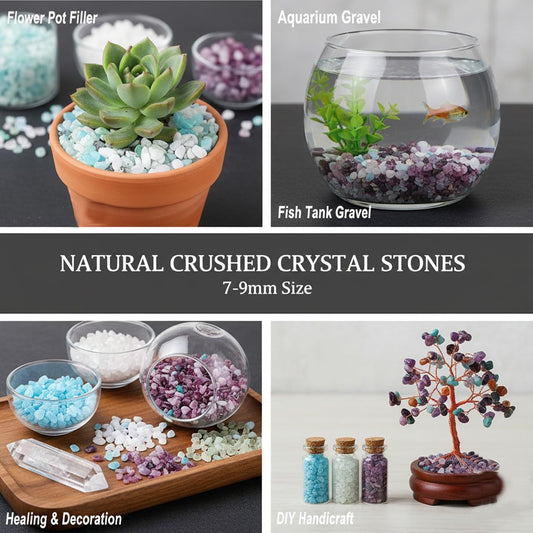 Natural Colorful Quartz Tumbled Chips Crushed Crystal Stone, 7-9mm Polished Healing Crystal Chips Healing Reiki Crystal Jewelry Making Home Decoration