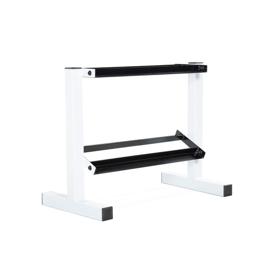 CAP White 24-Inch Dumbbell Storage Rack for Home Gym, 2-Tier Heavy-Duty Steel Weight Rack for Hex Dumbbells, Holds 5lb - 25lb Pairs