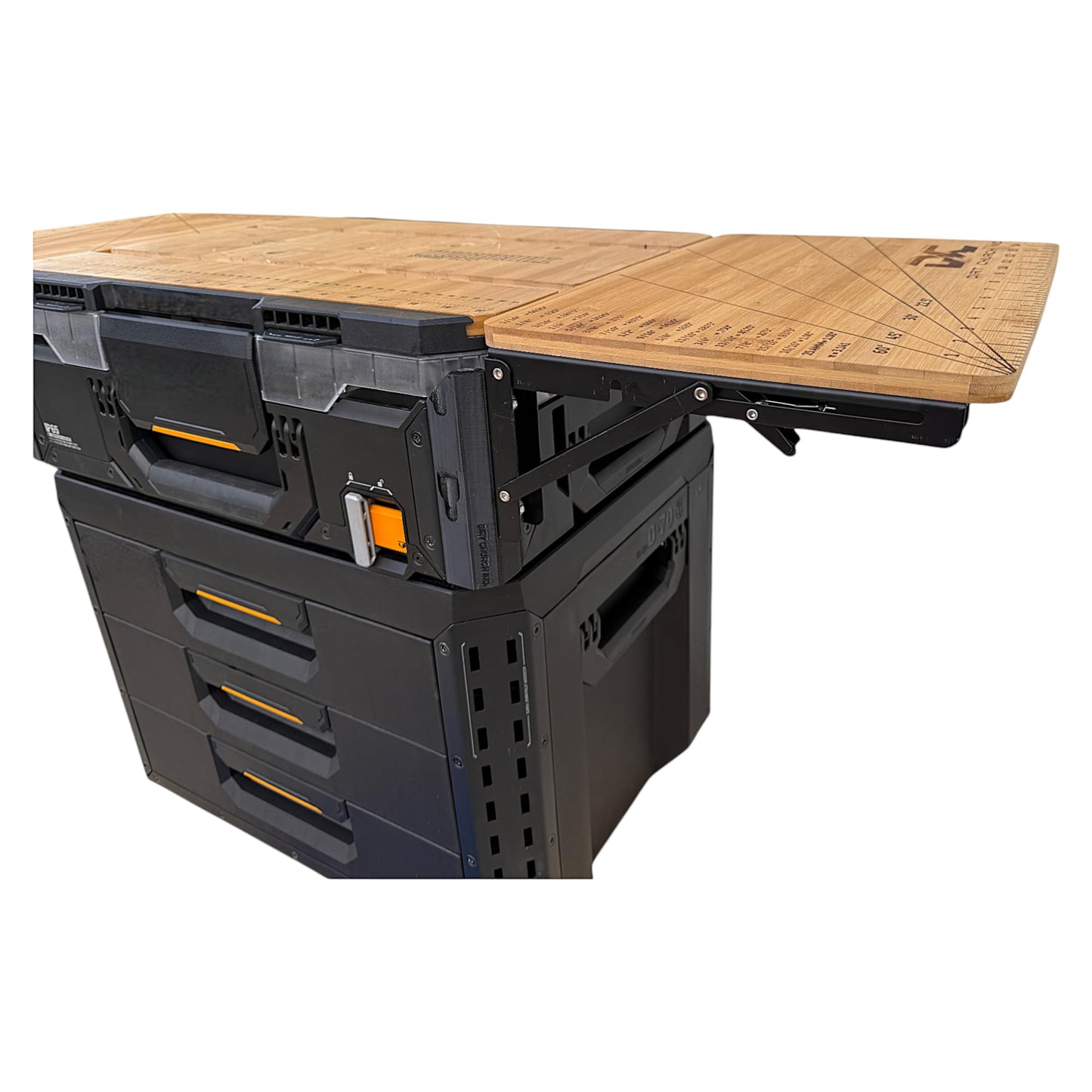 Quick Detaching/Folding Bamboo Table, Compatible with StackTech Toolbox