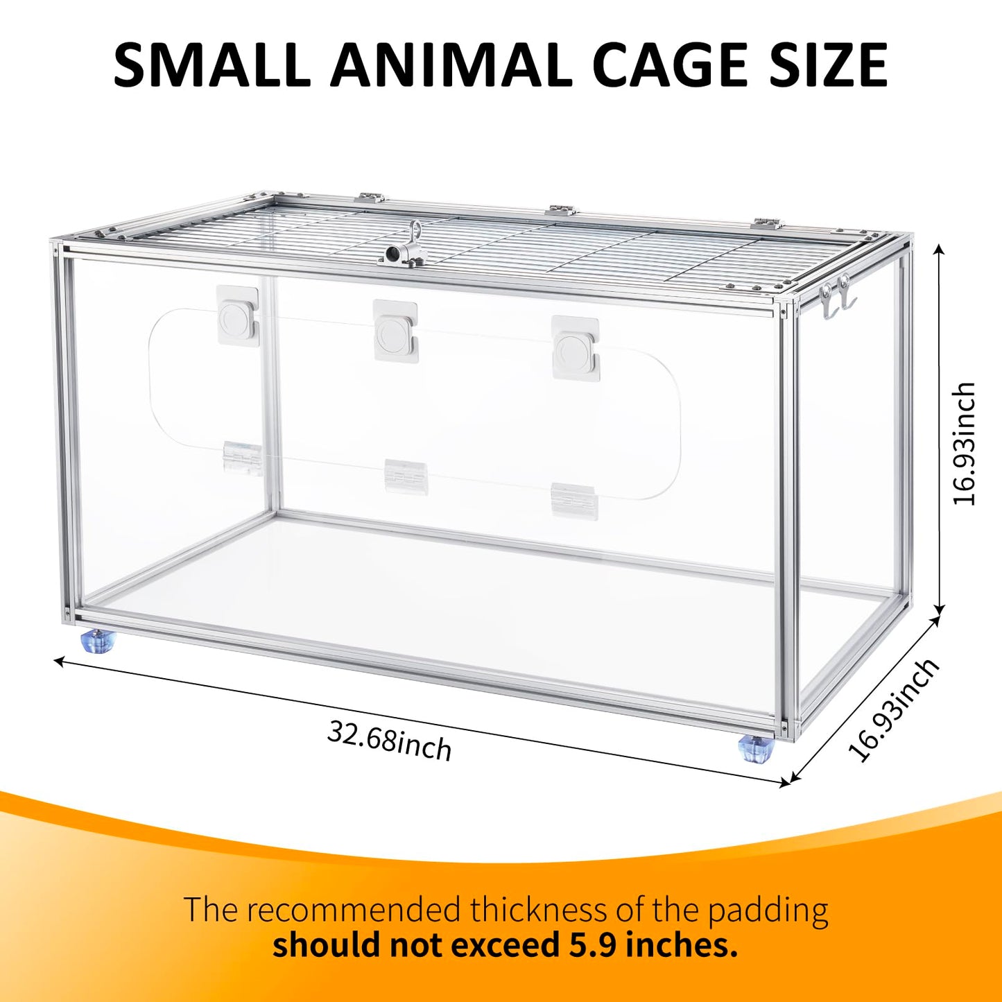 BESNEW Chewproof T Slot 2020 Aluminum Profile Hamster Cage,Large Hamster Cages,Top & Front Openable,Standard Aluminum Profiles for DIY Pet Habitats