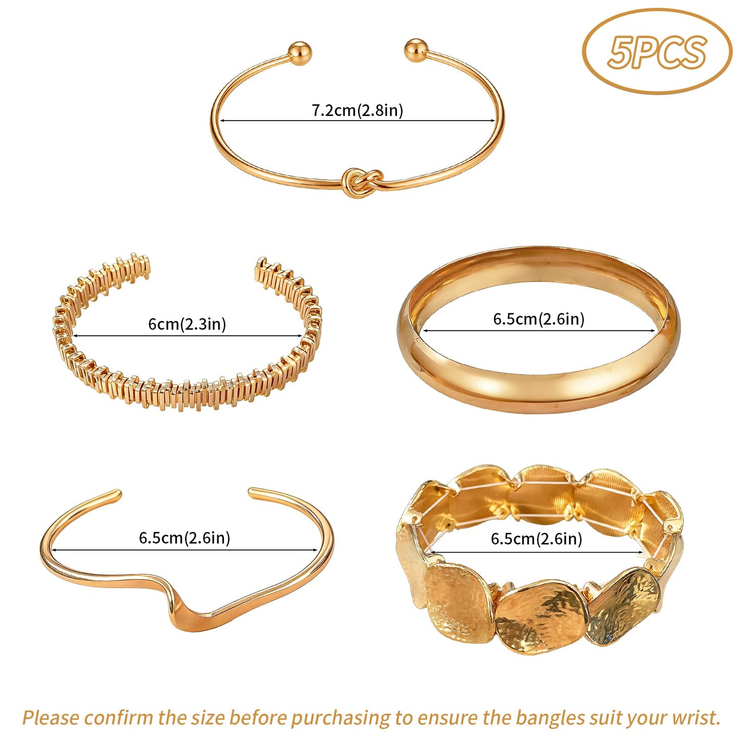 VEINARDYL Gold Bracelets set for Women, Gold Plated Bangles Cuff Bracelets Stack, Open Adjustable Bangles Fashion Accessories Jewelry Set for Gifts Birthday Valentines Day