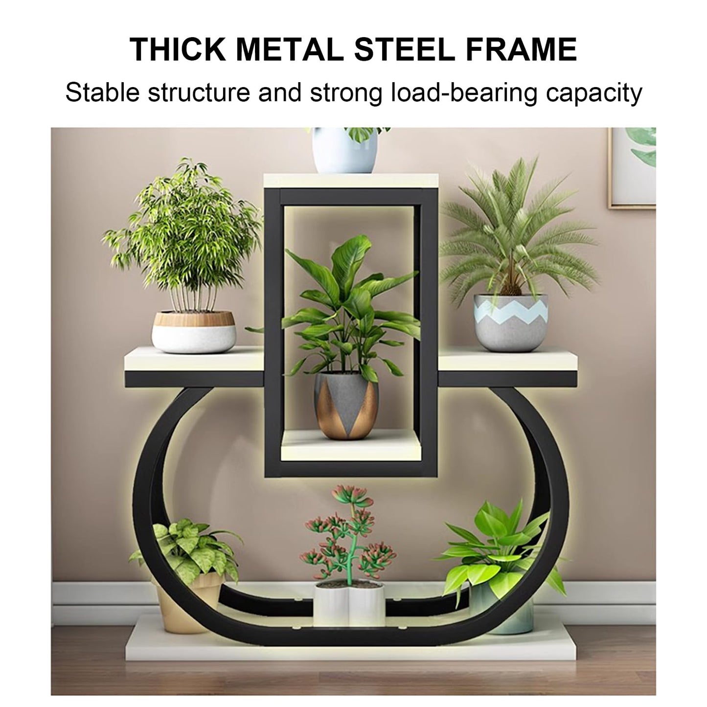 DJVHSRI 4-Tier Iron Flower Stand - Heart-Shaped Indoor Plant Display Rack Corner Storage for Garden Balcony and Courtyard - Stylish Metal Flower Pot Holder,5