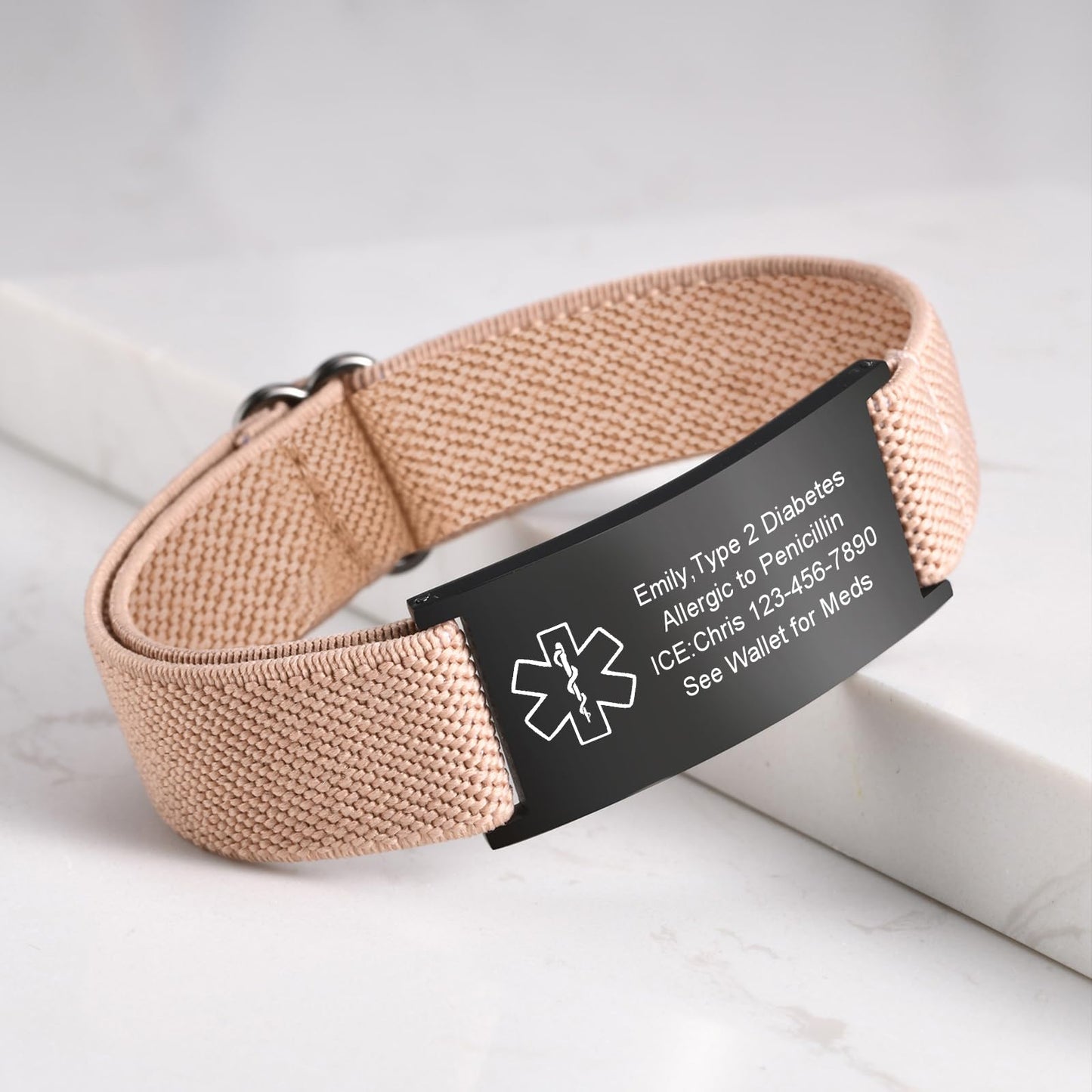 VNOX Medical Alert Bracelets for Men & Women with Free Engraving Adjustable Stainless Steel Mesh Emergency Medical ID Bracelets Wristband