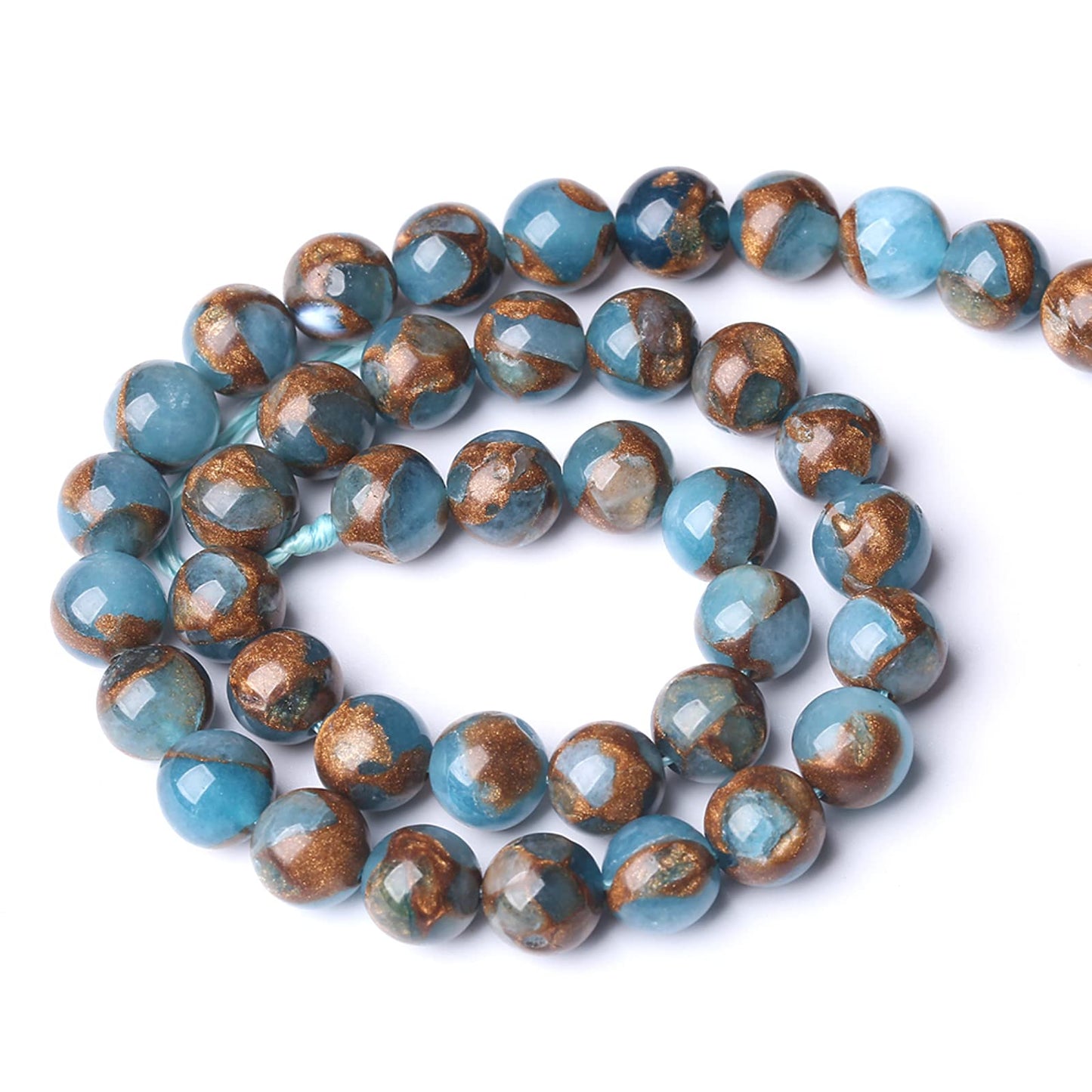 8MM 45PCS Lake Blue Cloisonne Craft Spacer Loose Beads for Jewelry Making DIY Bracelet