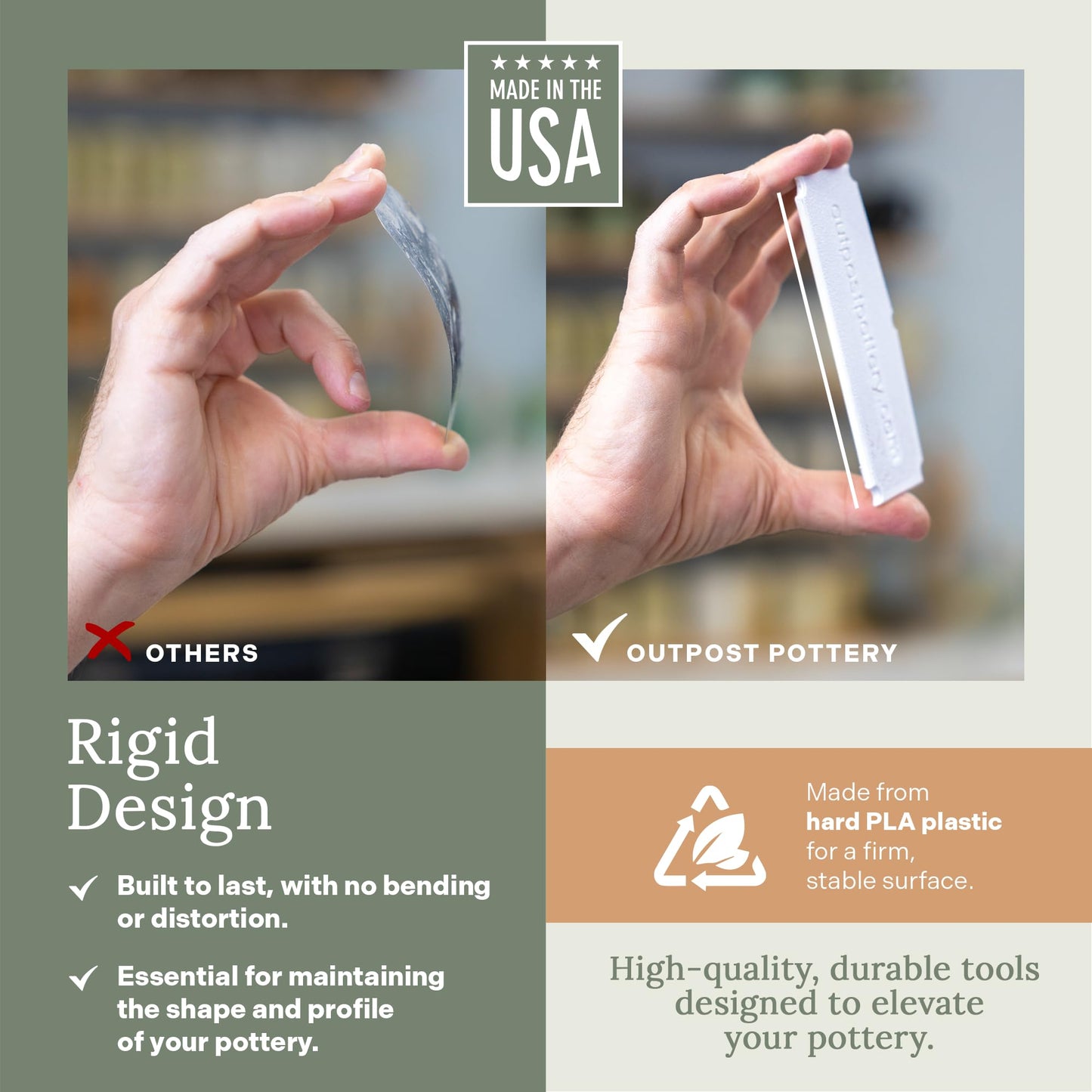 OUTPOST POTTERY Profile Ribs - Precision Pottery Rib Tools Made W/Durable PLA for Consistent Shapes, Floating Designs & Accurate Craft - Texture & Trimming Tools (Ultimate Bundle)
