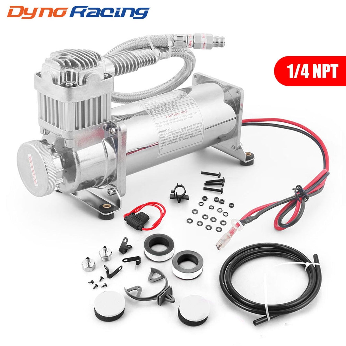 Heavy Duty Universal 200PSI Air Horn Compressor 1/4NPT Hose Kit Compatible With For Suspension/Air Bag/Train Horn DC 12V 480C